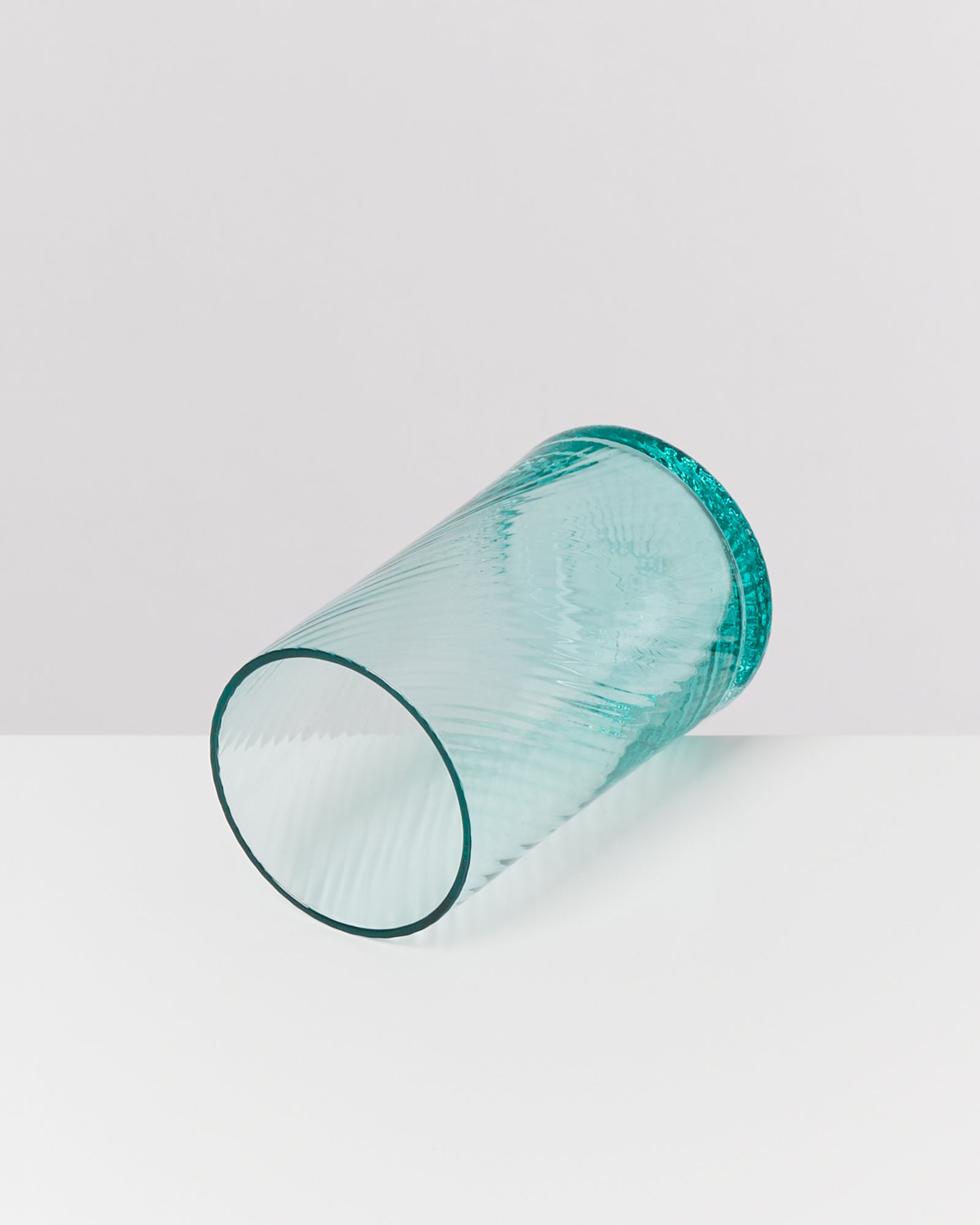 LEIRIA - SMALL GLASS RIFFLED GREEN