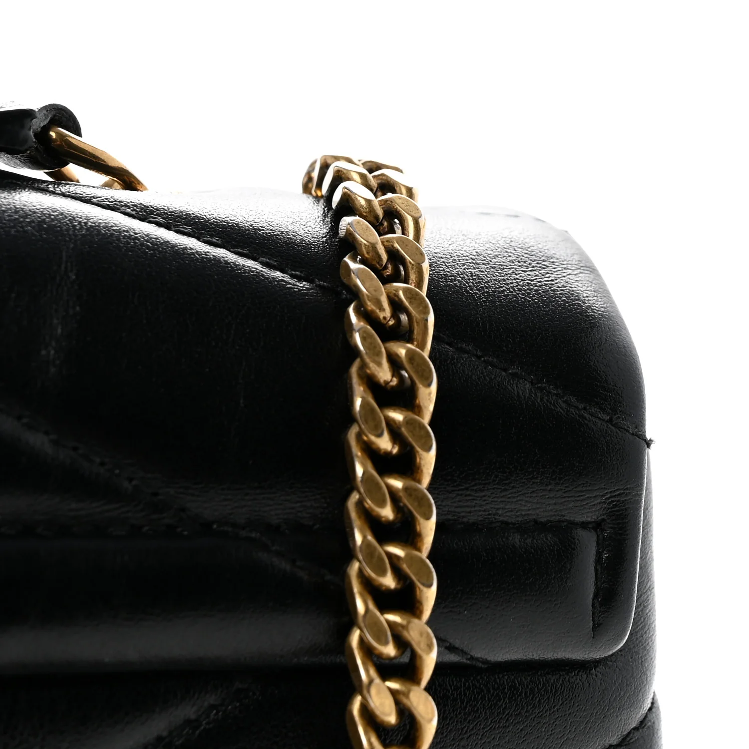 Calfskin Y Quilted Monogram Small Loulou Chain Satchel Black