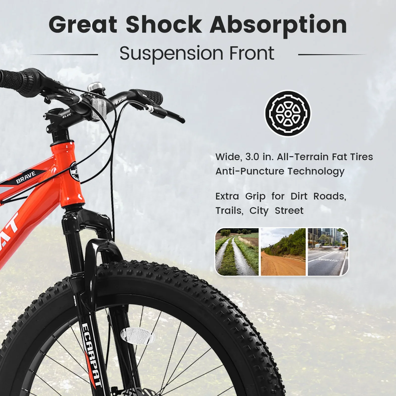 24-Inch Fat Tire Bike, Shimano 7-Speed Trail & Urban Mountain Bike with Disc Brakes – Gray