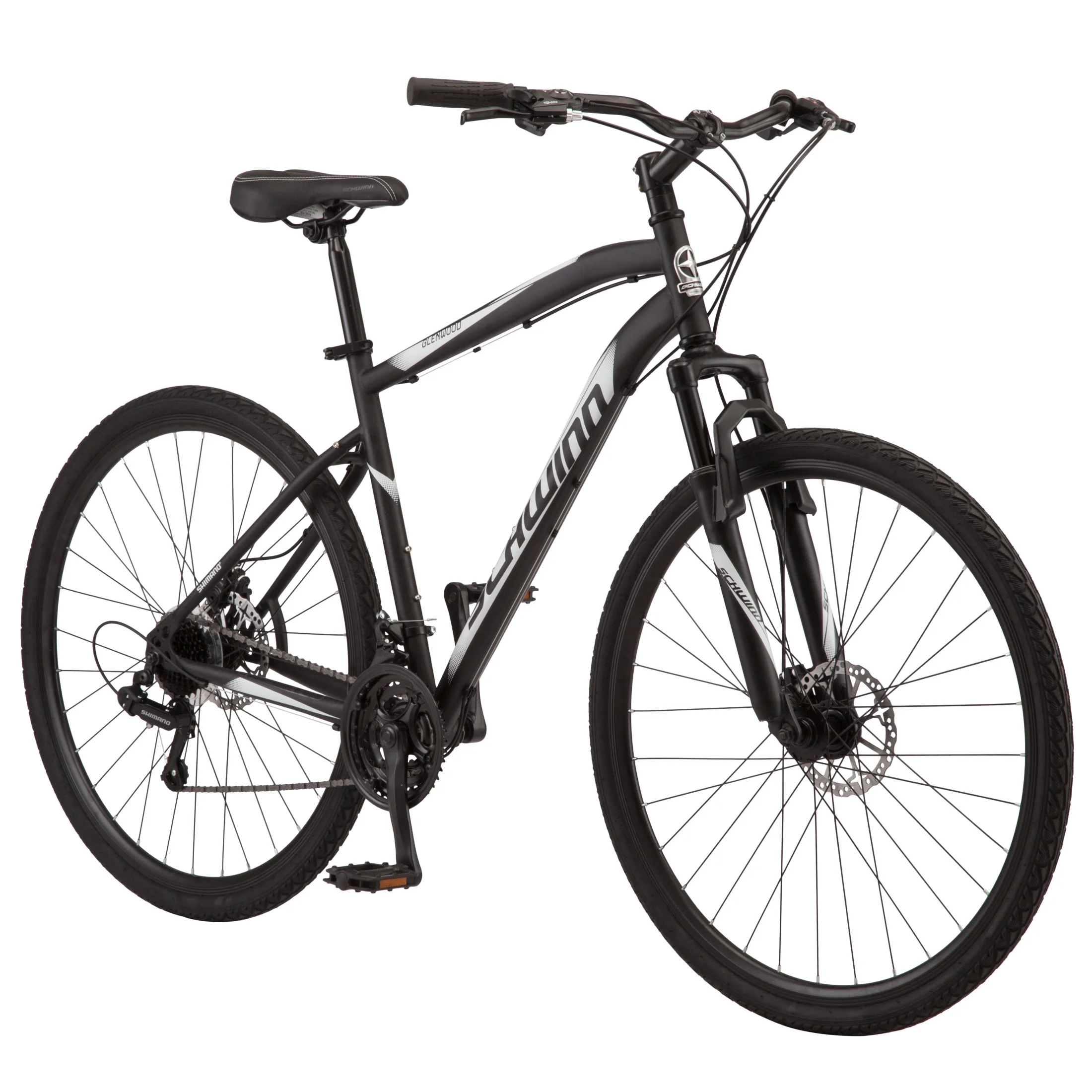 Schwinn 700c Glenwood Hybrid Bike, Adults +14 Years, Black, 21 Speeds