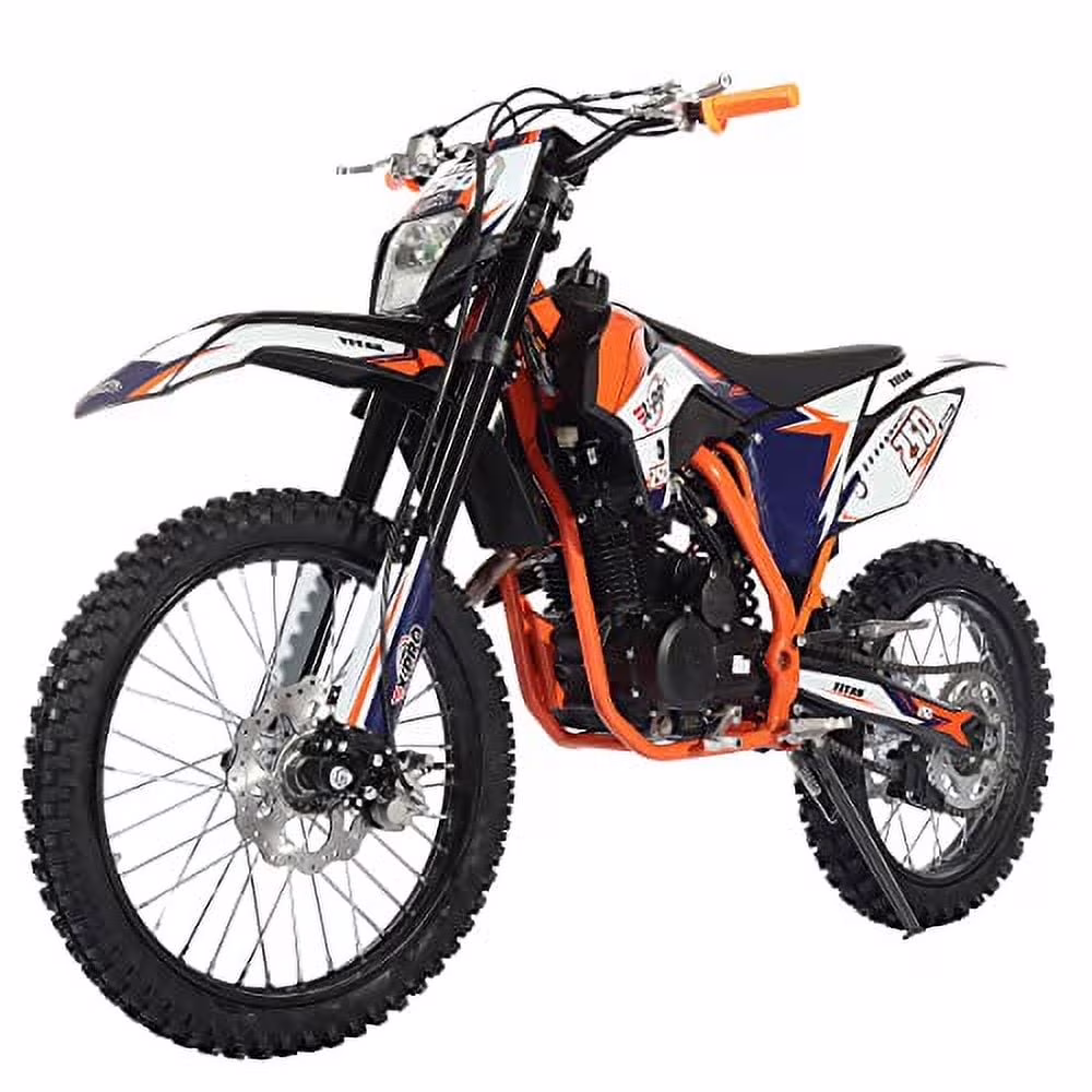 Brand New Titan 250cc Gas Pit Dirt Bike with LED Headlight, 5-Speed Manual Transmission, Electric/Kick Start! Big 21"/18" Wheels!(Black) - Image 9