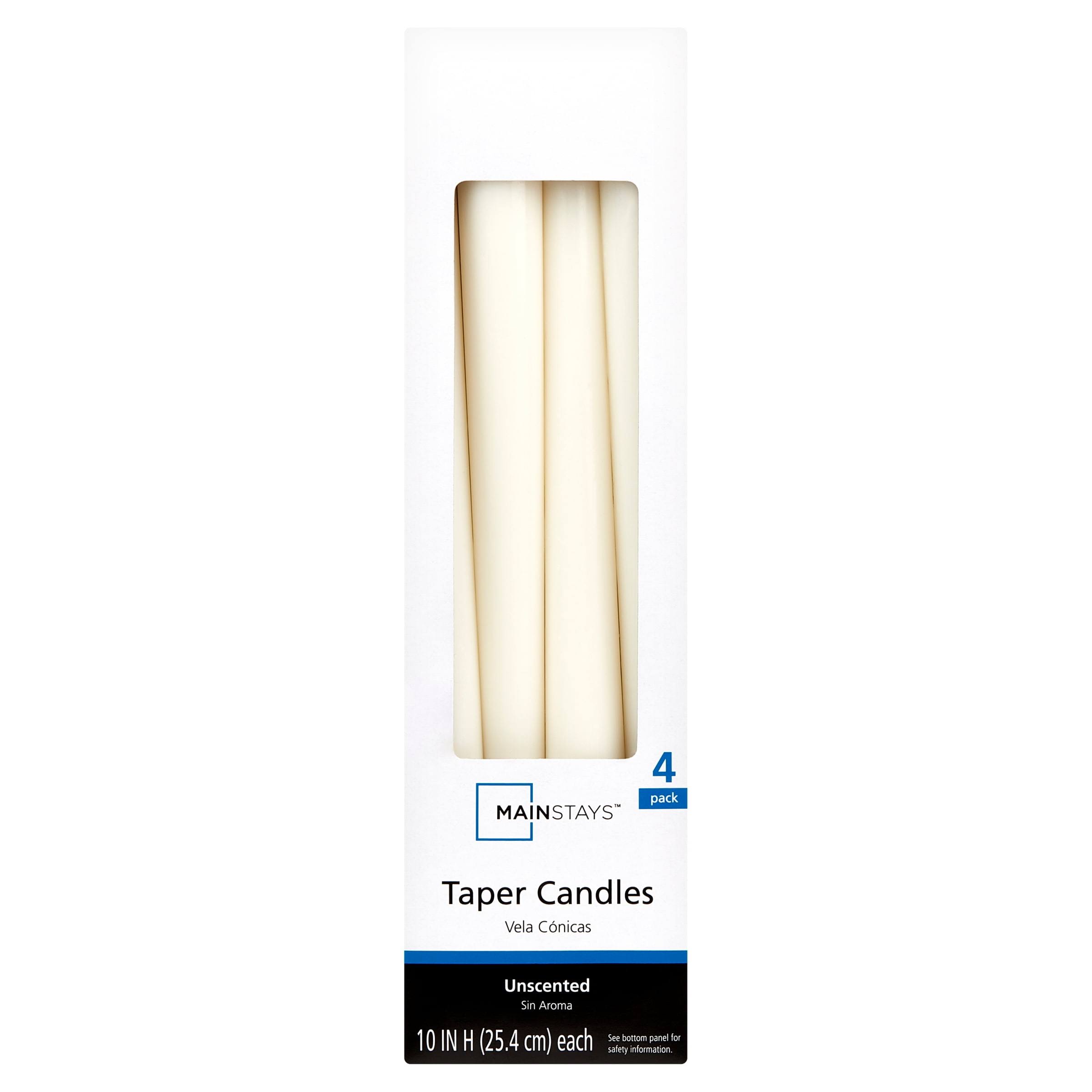 Mainstays Unscented Taper Candle, Ivory, 4-Pack, 10 Inches Long