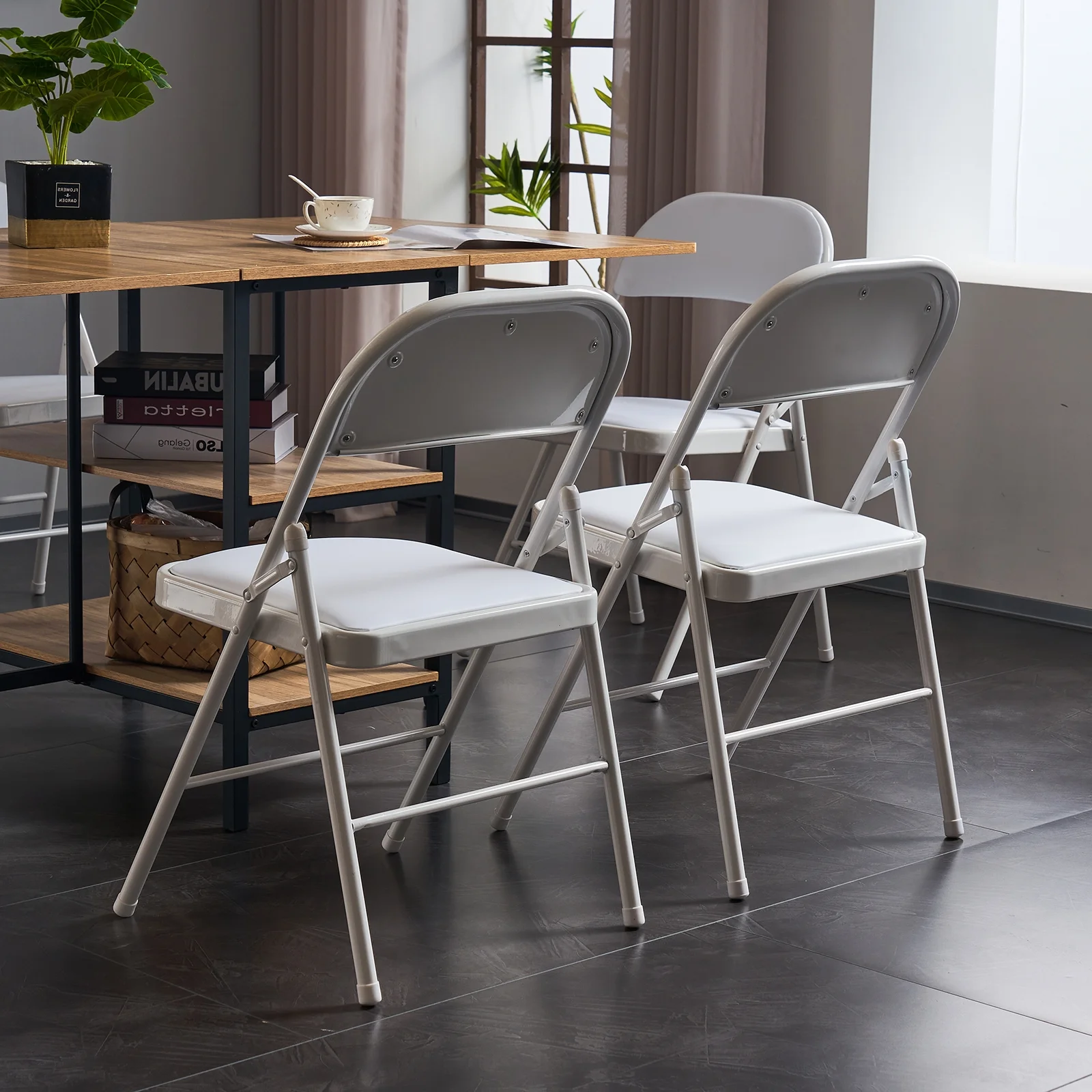 6Pcs Foldable Chairs for Convention  Exhibition, White