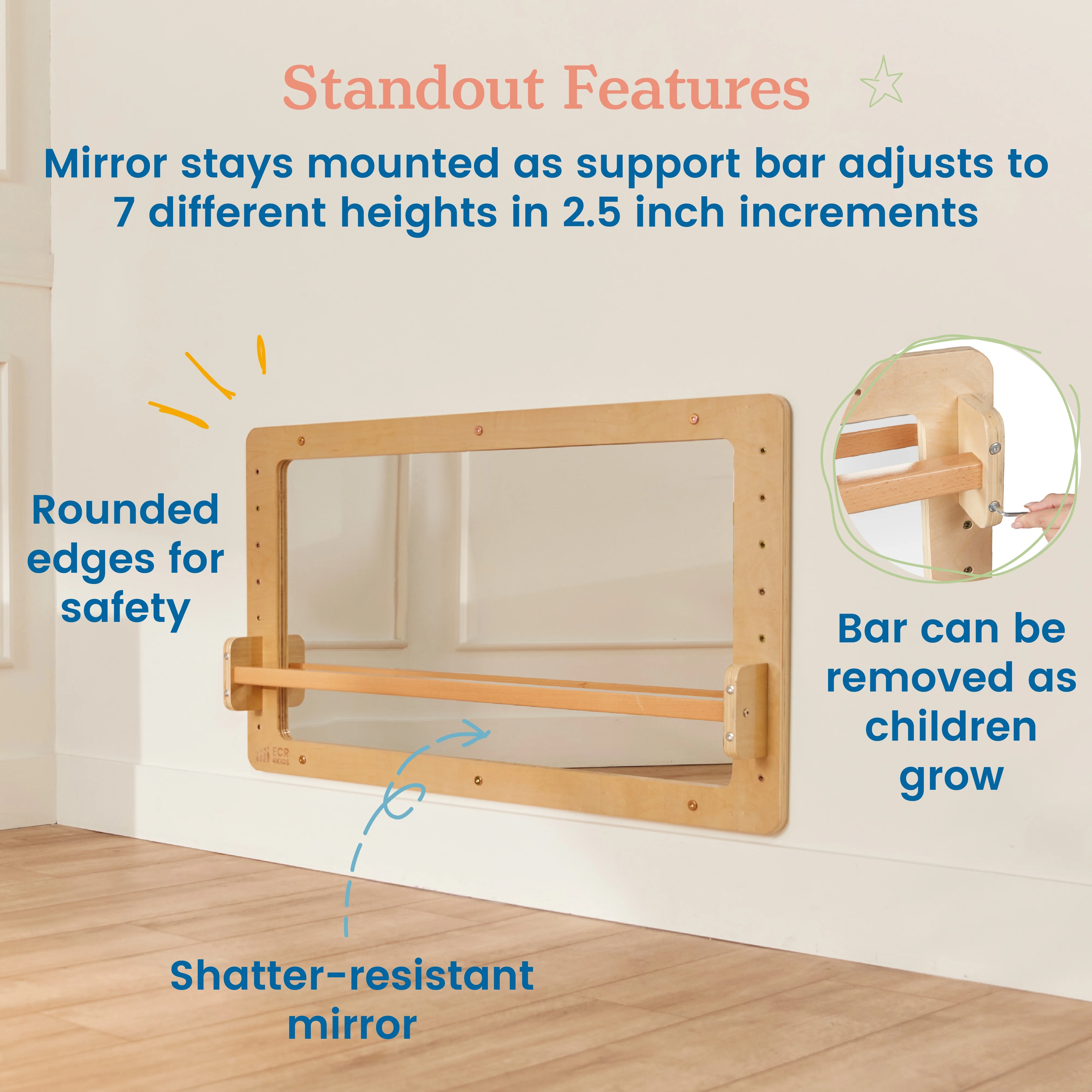 Wall-Mounted Coordination Mirror, Natural(Natural) - Image 8