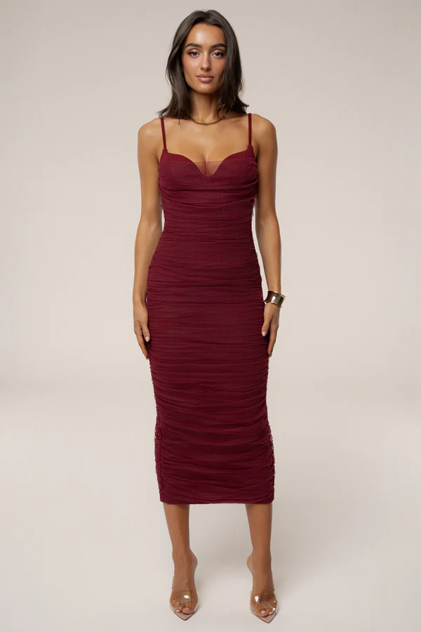 Burgundy True Form Midi Dress