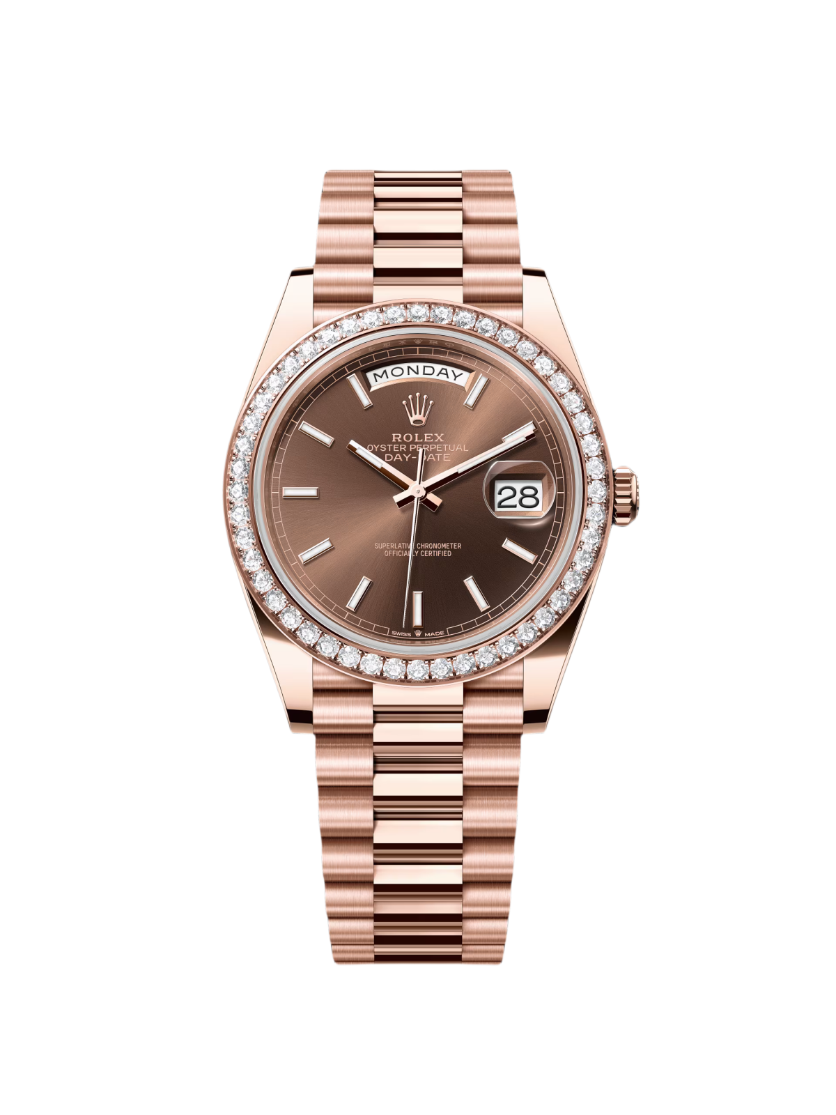 [Super Clone]RLX   Day-Date 40mm Chocolate Dial and Diamond Bezel 228345rbr-0024【Super Clone】