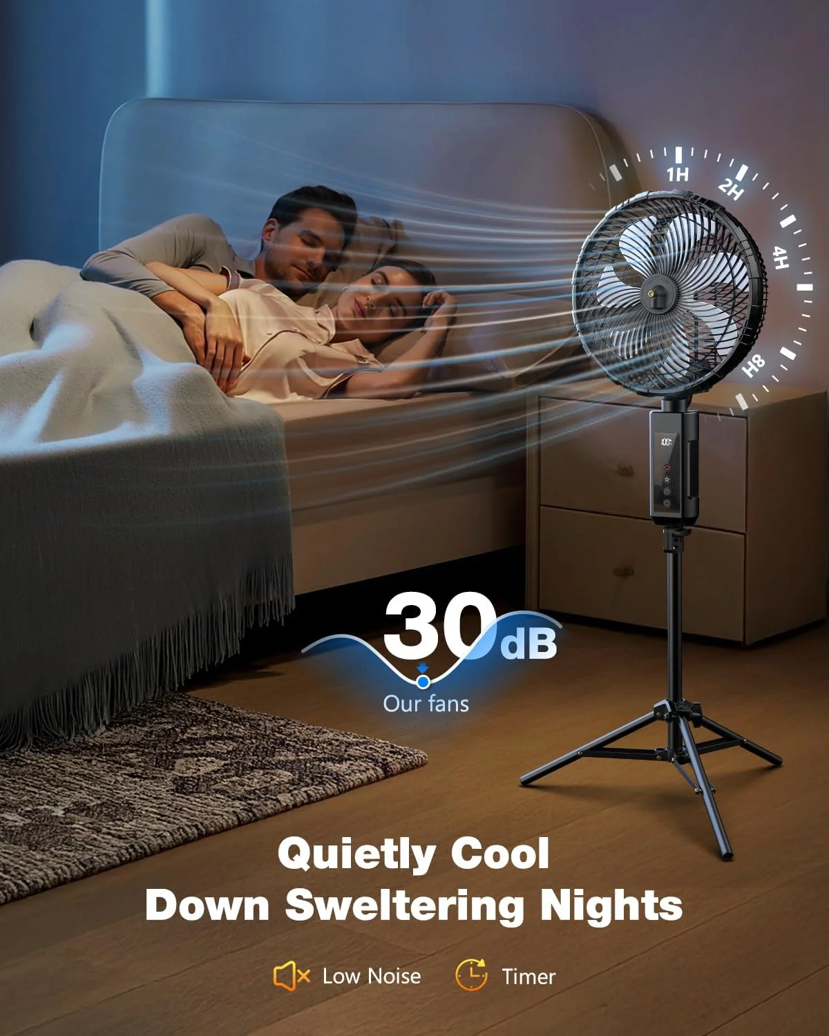 Portable fan products, 20000mAh 12 inch outdoor misting fan, suitable for outdoor patios(black) Image 7