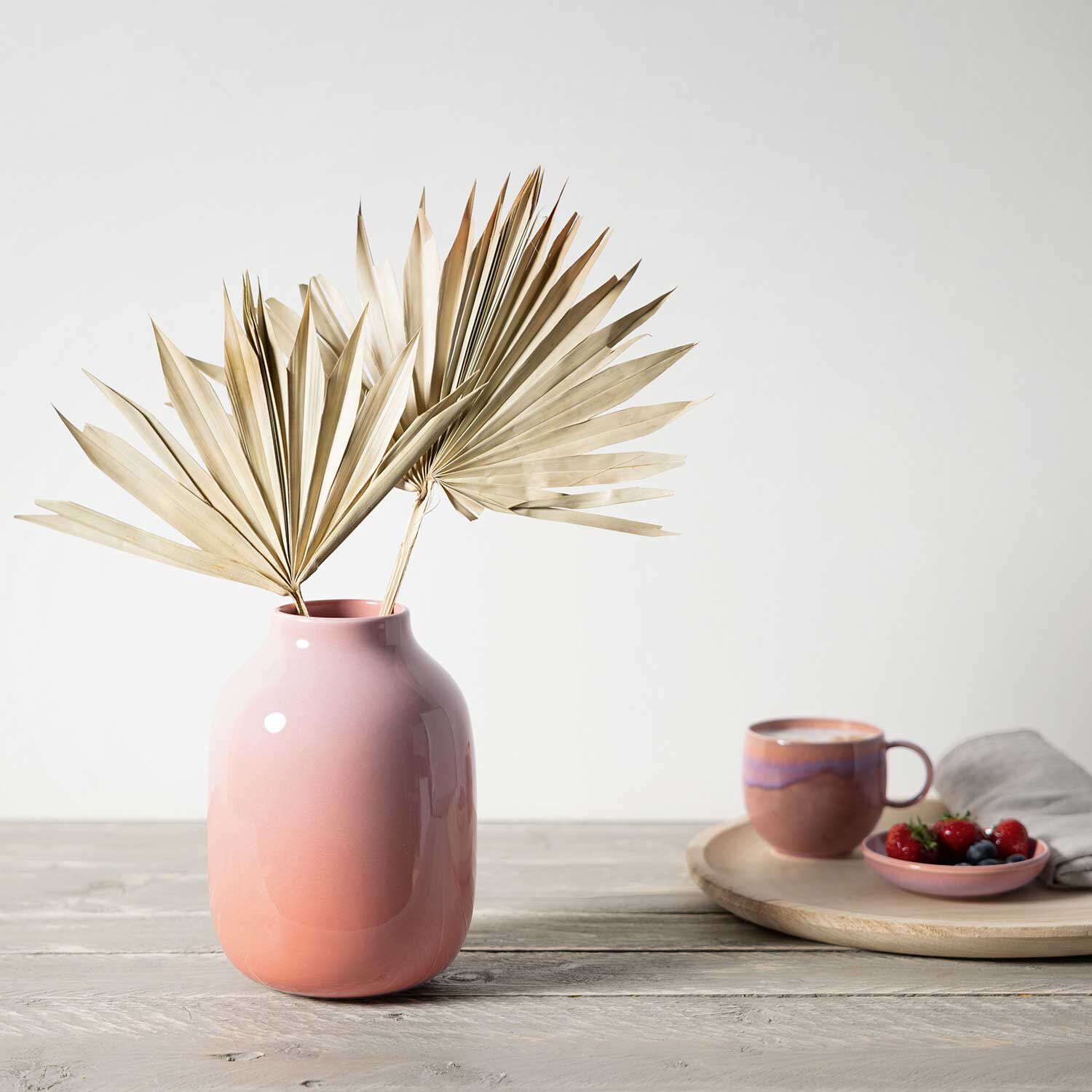 Perlemor Vase - Pink, 6.2'' x 8.7'', stoneware