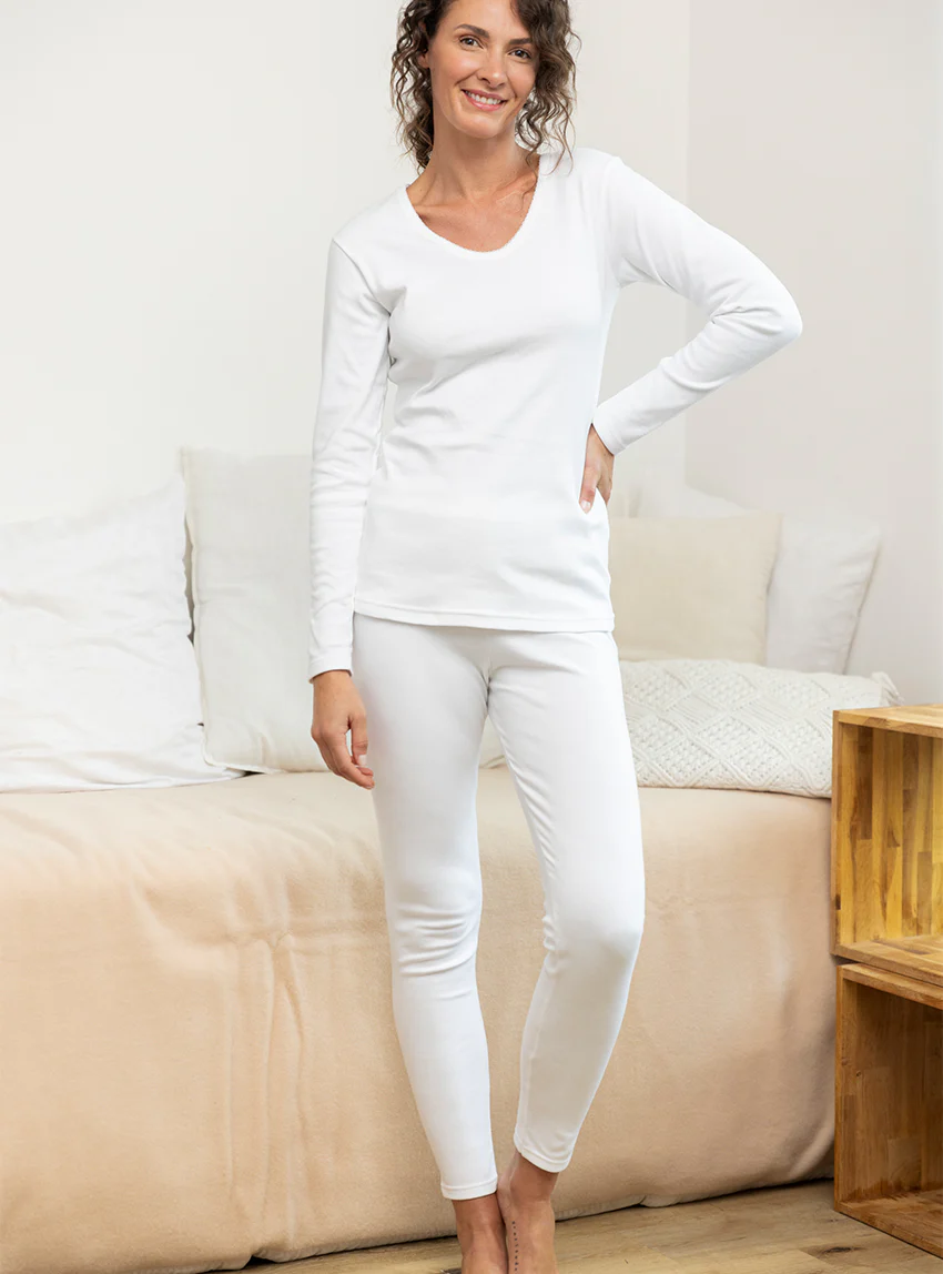 Caleçon long femme en coton blanc