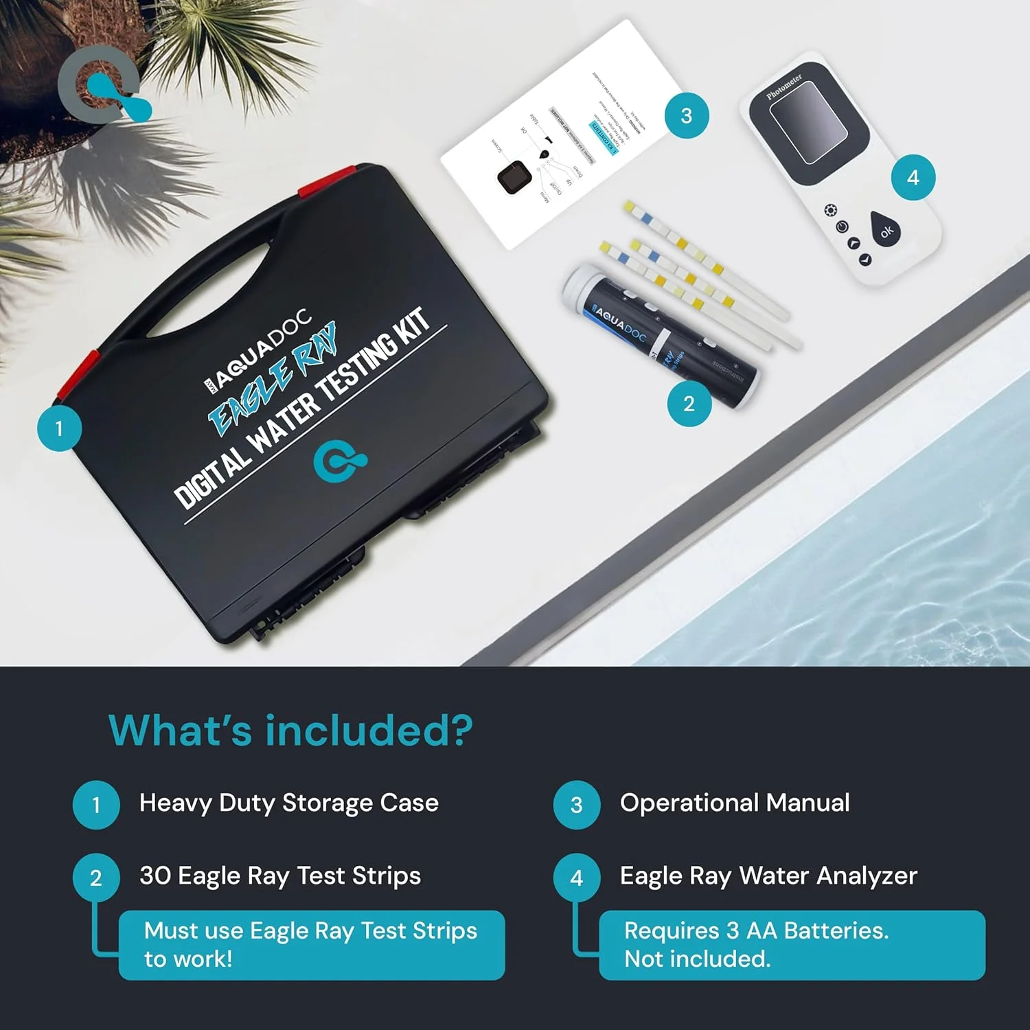 Digital Water Testing Kit Digital Hot Tub Water Tester for Pool Digital Chlorine Tester for Pool by with Water Analyzer and Test Strips - Image 3