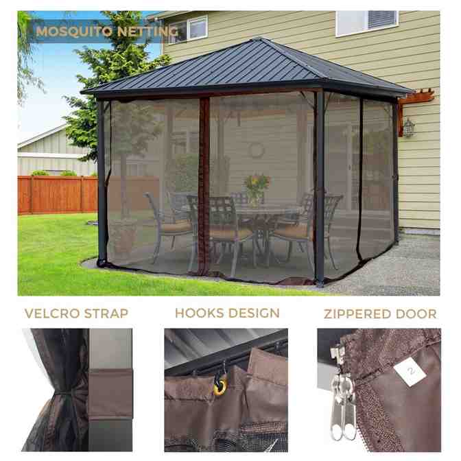 Gazebo de patio en acier Acuff de 3 m de large x 3 m de profondeur