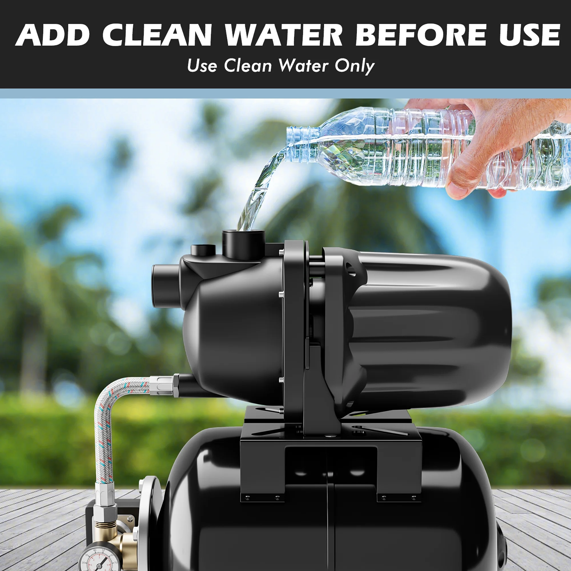Gymax 1.6 HP Shallow Well Pump 1000 GPH 164 FT Stainless Steel Garden Jet Pump