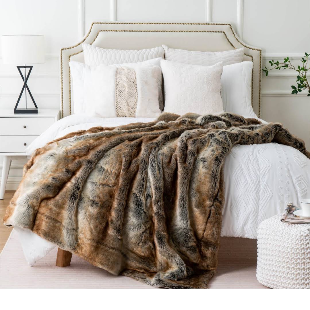 Battilo Home Luxury Faux Fur Warm Elegant Cozy Throw Decorative Blanket Bed Sofa