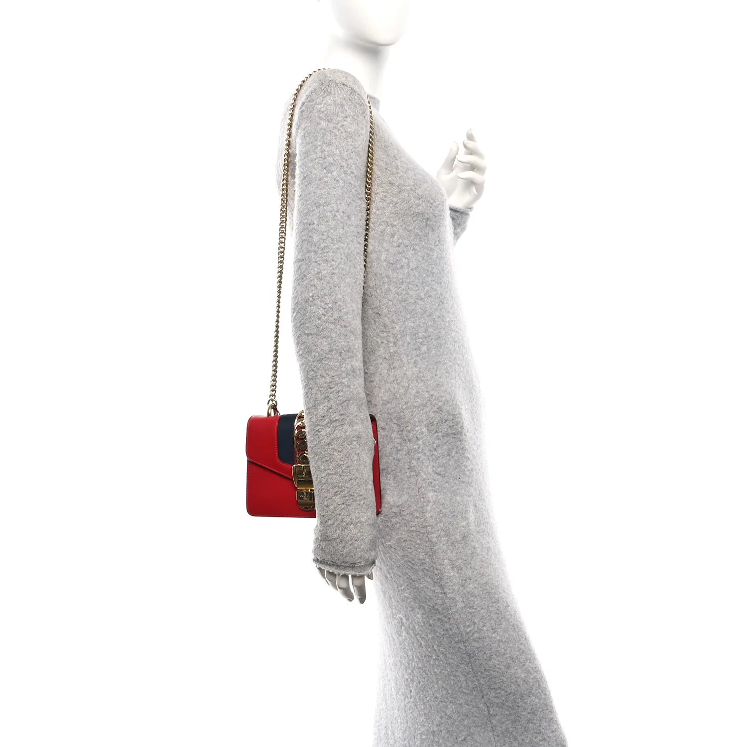 Calfskin Mini Sylvie Chain Shoulder Bag Hibiscus Red