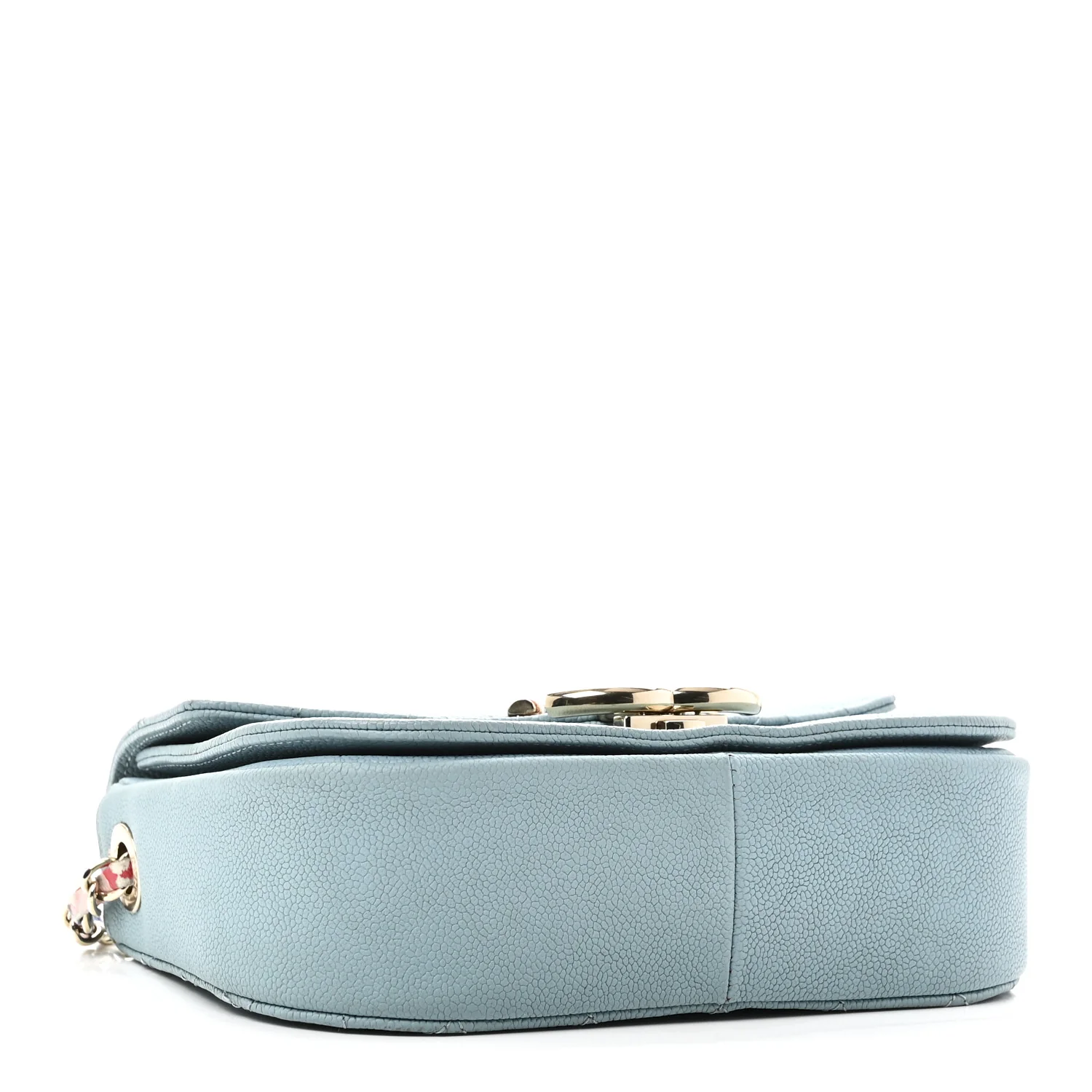 Grained Calfskin Quilted Small Cuba Top Handle Flap Blue