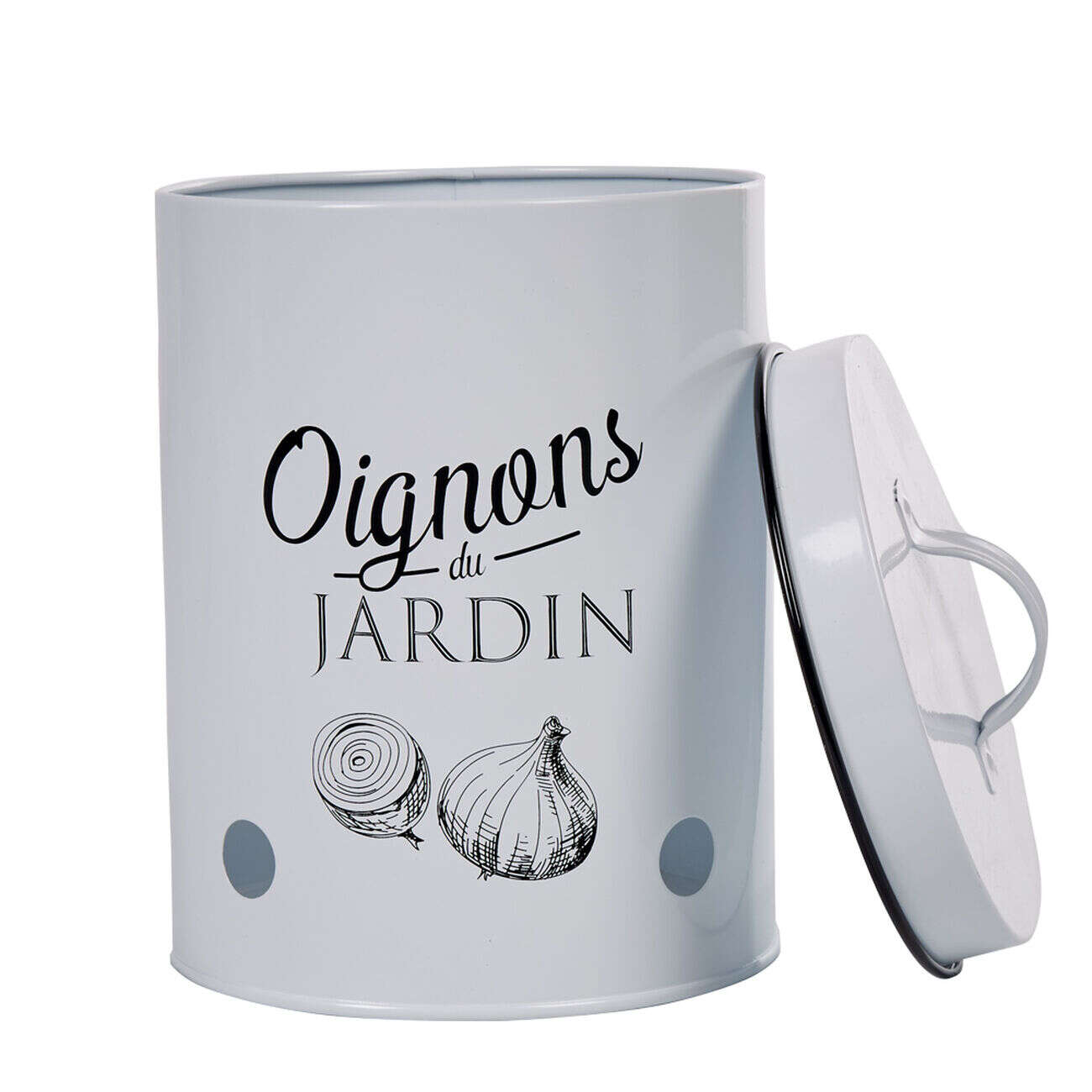 Boîte de conservation vintage en métal pour oignons