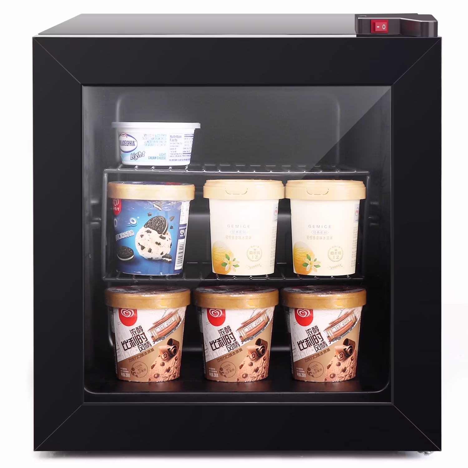 Northair 1.1 cu ft Countertop Mini Display Freezer with Glass Door Perfect for Liquor and Ice Cream
