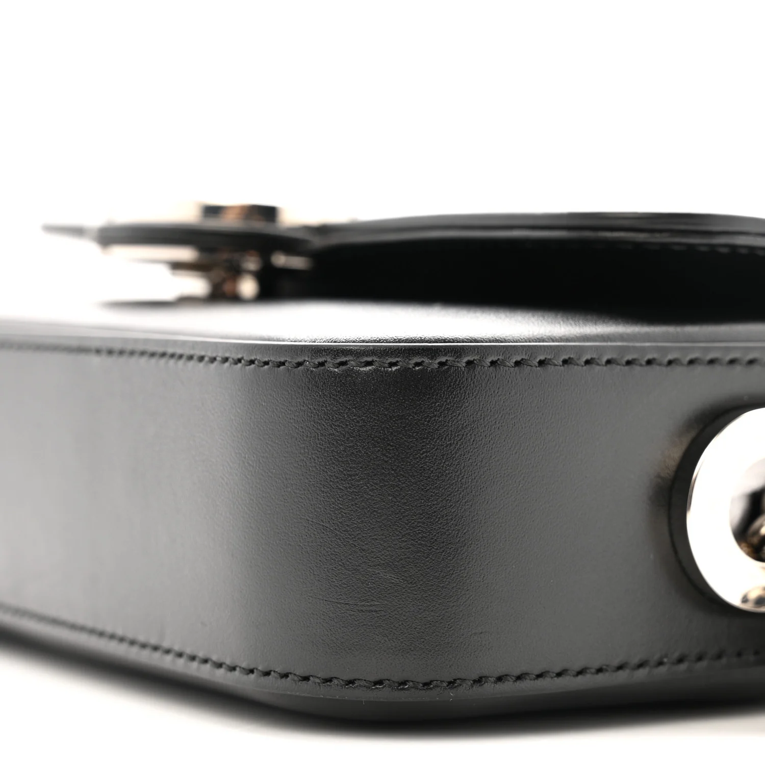 Senna Calfskin Petite GG Top Handle Shoulder Bag Black