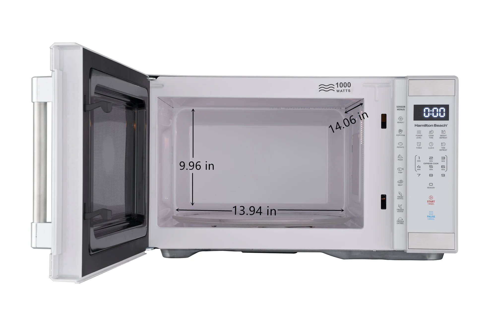 Hamilton Beach 1.1 Cu. Ft. Microwave Oven, Countertop, Black and Stainless Steel