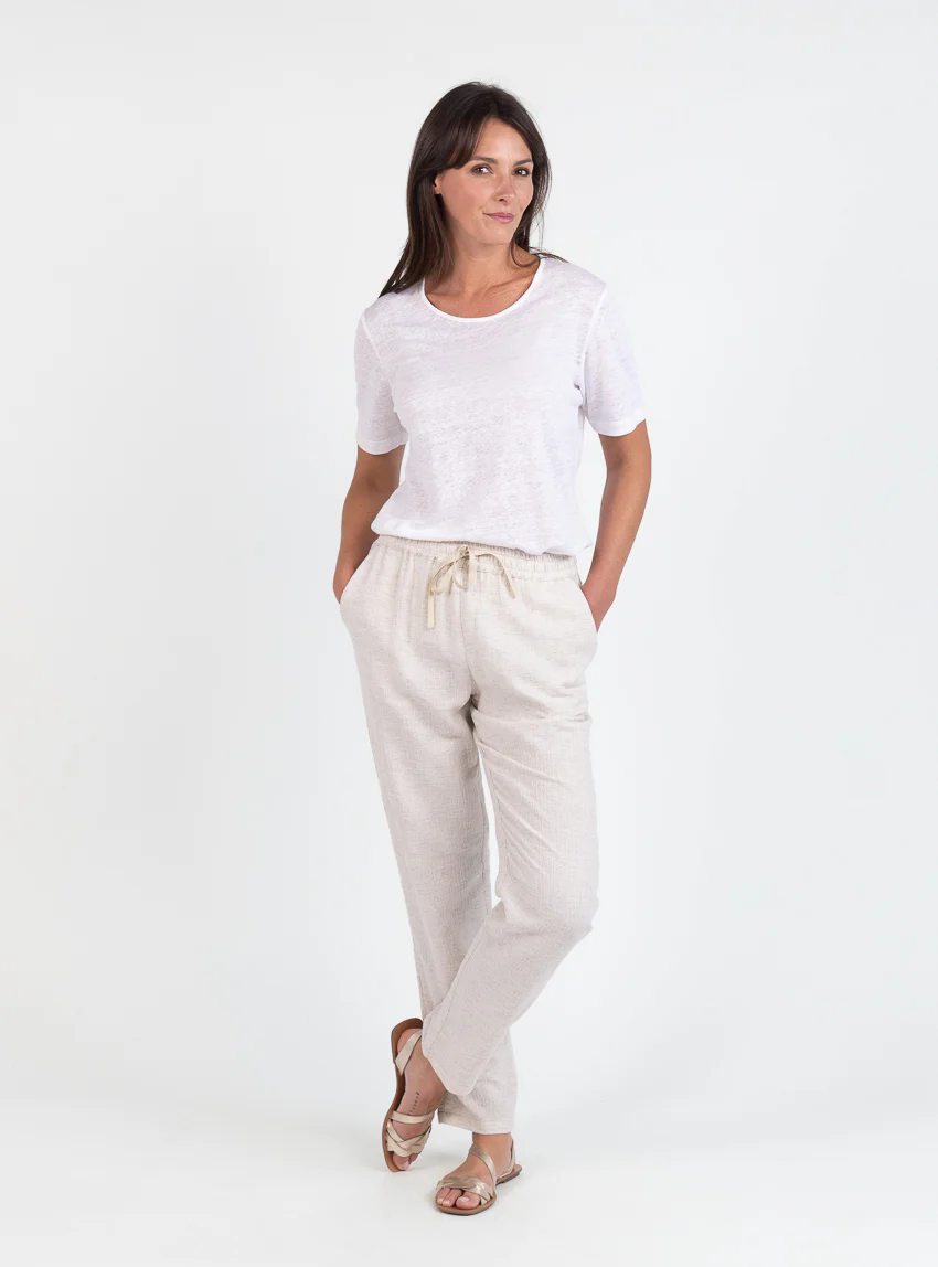 Tee-shirt femme en lin blanc