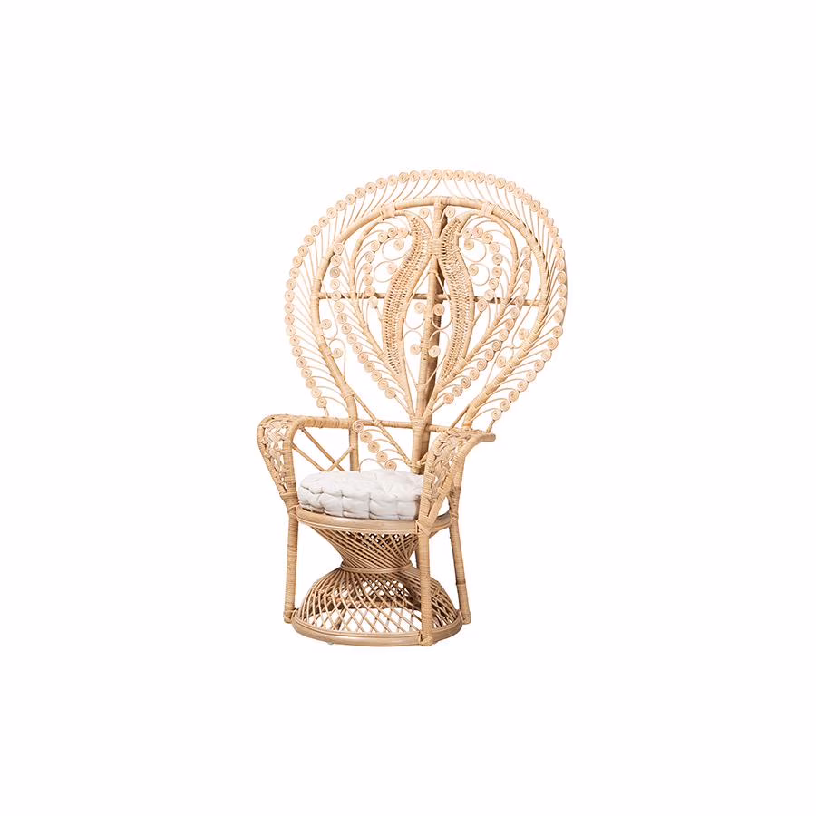 Bali & Pari Fedra Modern Bohemian Natural Brown Rattan Peacock Accent Chair