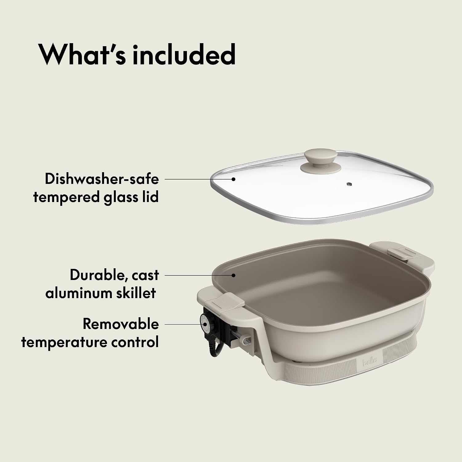 bella Fits-Anywhere™ SAUTE Make & Take Skillet, Non-Toxic, Ceramic, Oatmilk