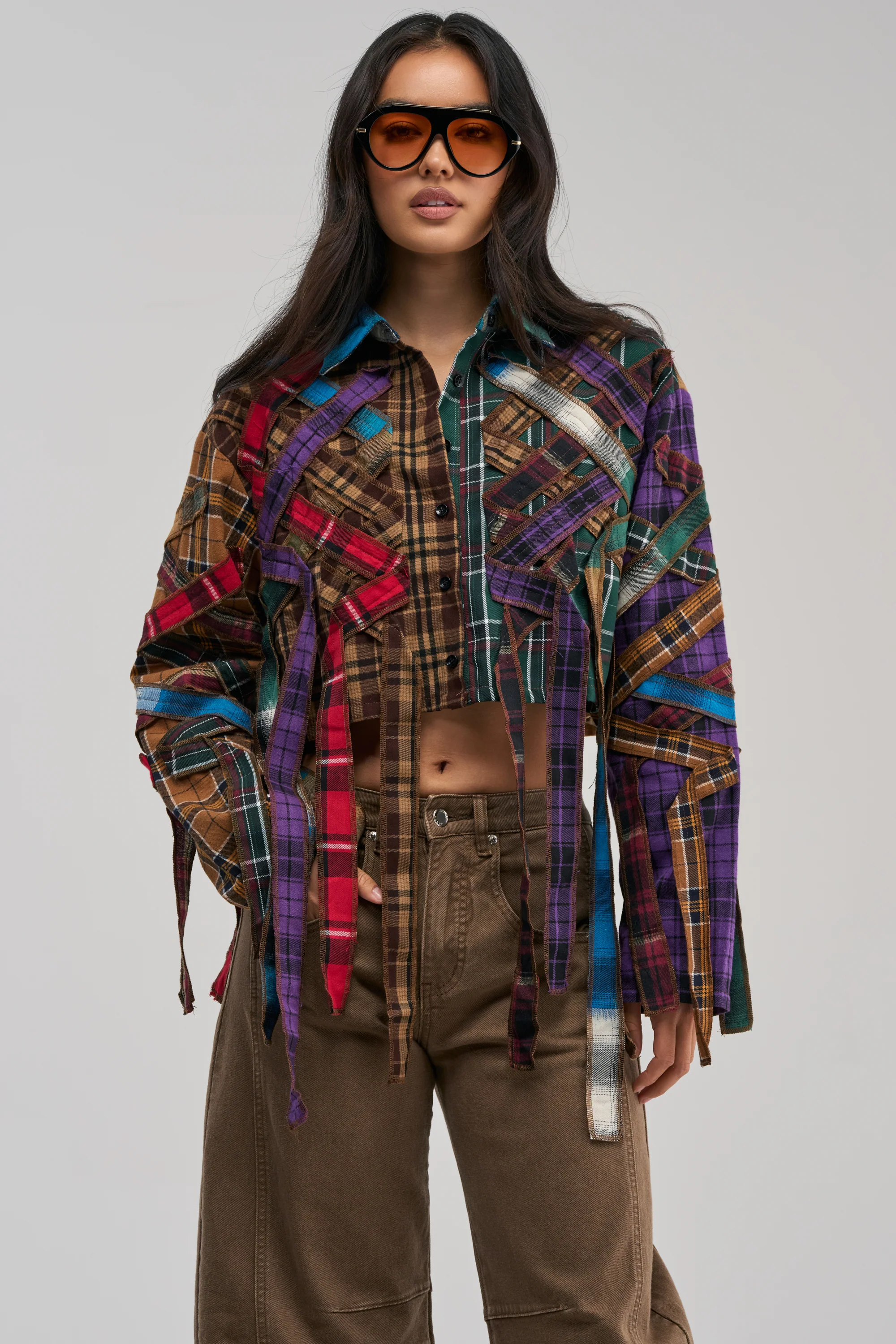 CRAZY FEELING MIXED PLAID BUTTON DOWN - Akira Store