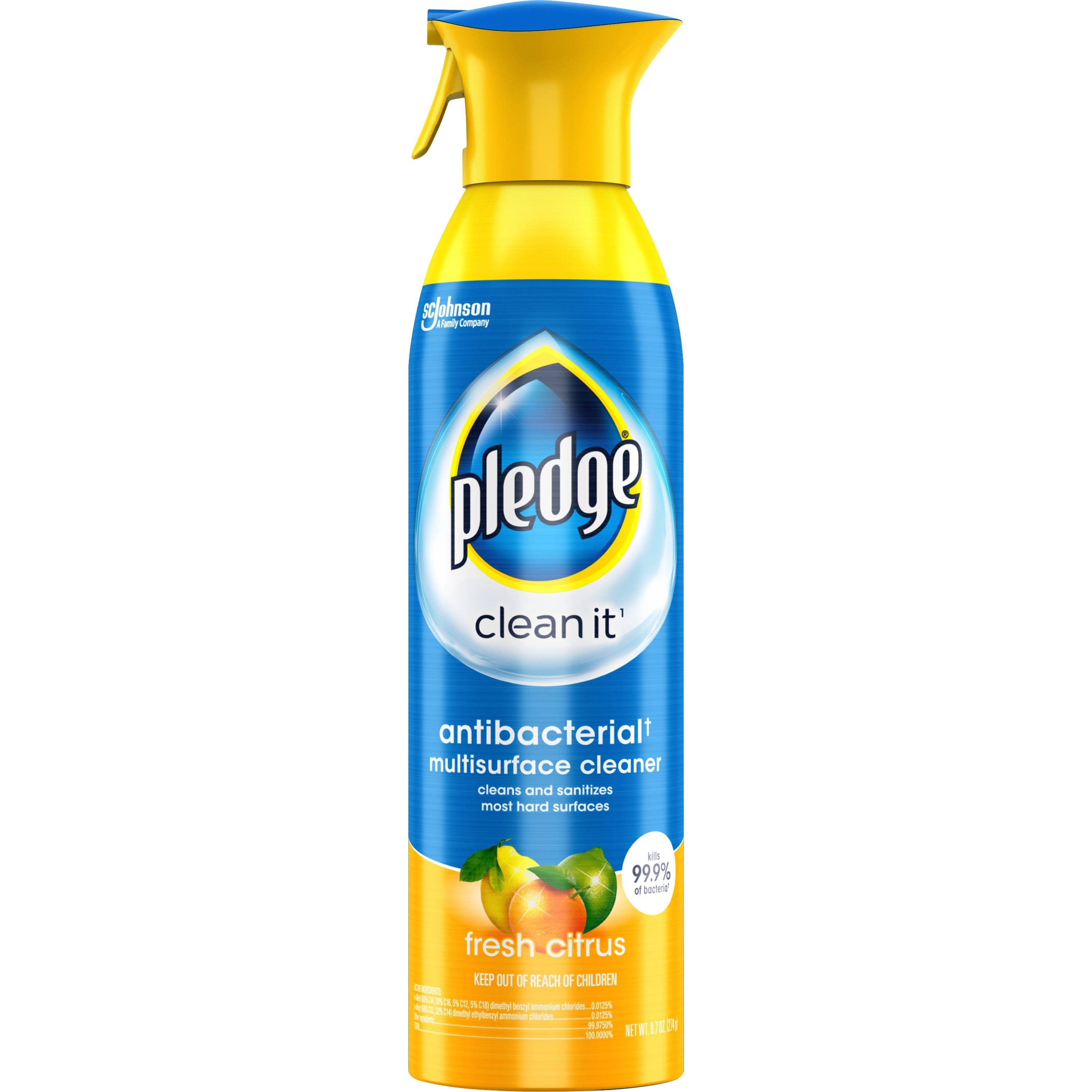 Pledge Clean It Multisurface Cleaner, Fresh Citrus, Antibacterial - 9.7 oz