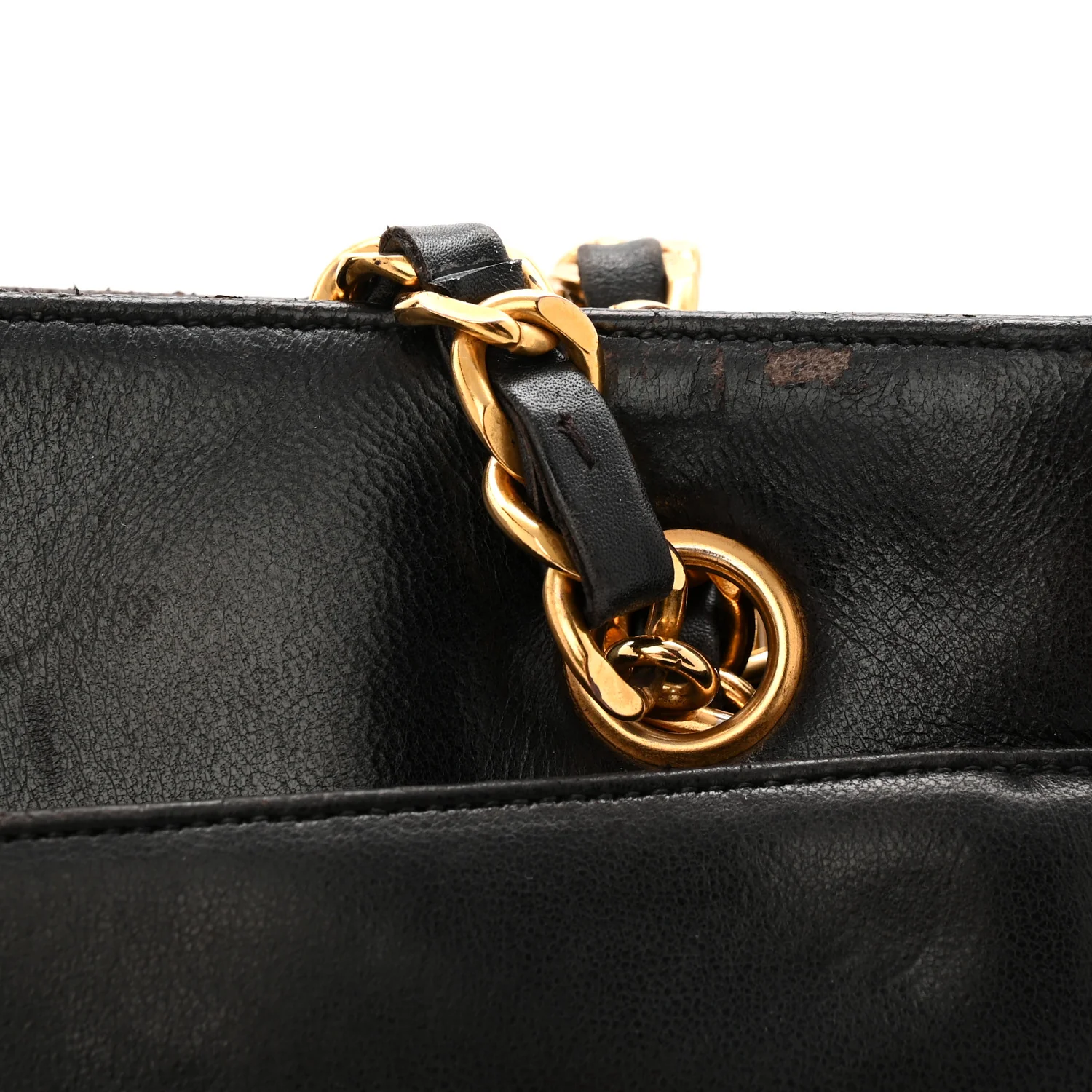 Lambskin CC Flap Shopping Tote Black