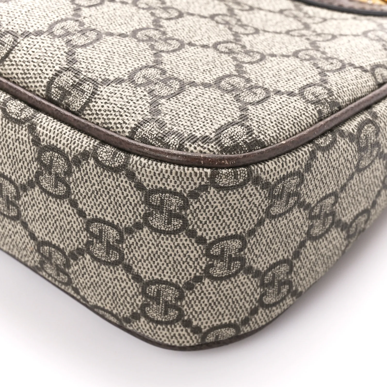 GG Supreme Monogram Textured Dollar Calfskin Web Small Ophidia GG Handbag Beige Ebony New Acero