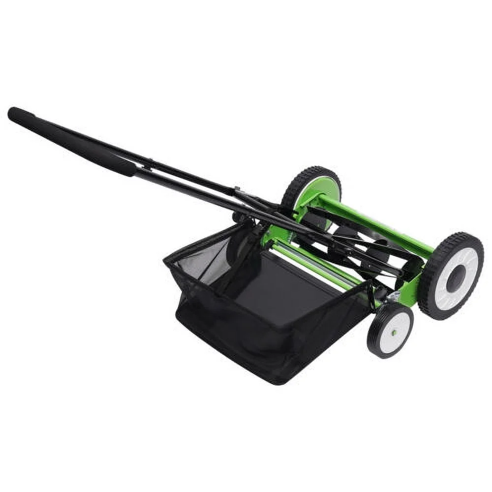 16-Inch Manual Reel Lawn Mower 4 Wheel w/Adjustable Cutting Height Grass Catcher - Image 4