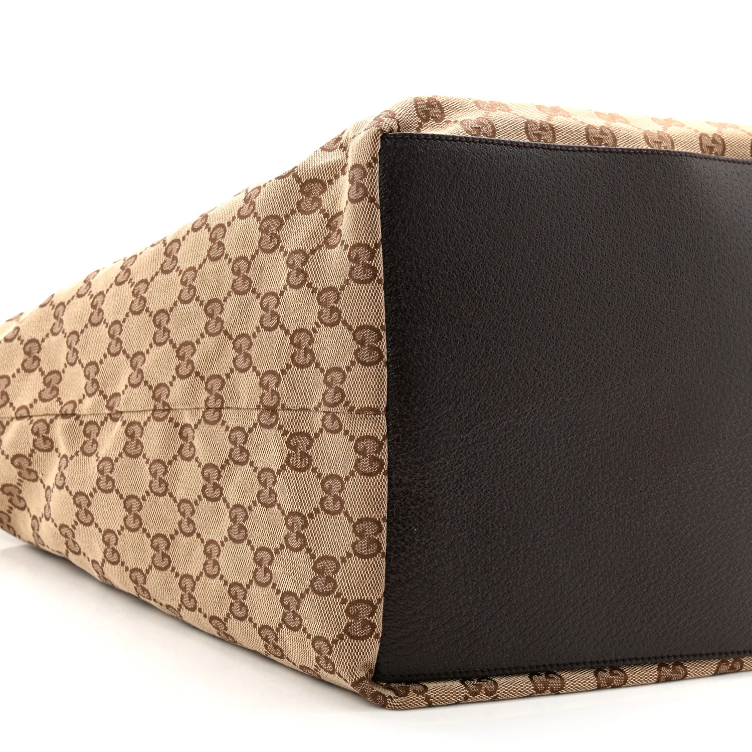 GG Monogram Large Web Handle Bucket Tote Dark Brown