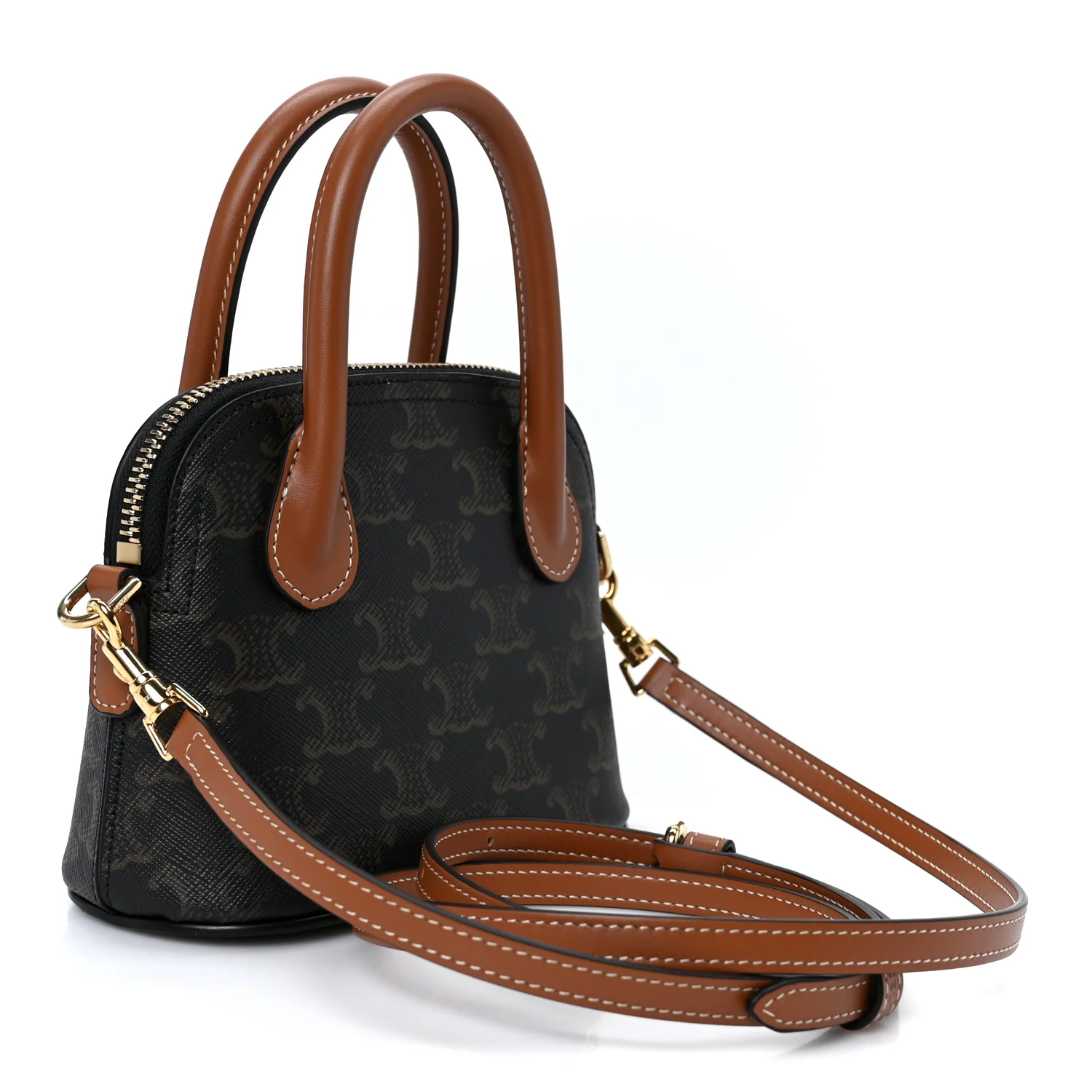 Canvas Calfskin Triomphe Mini Honorine Bag Tan