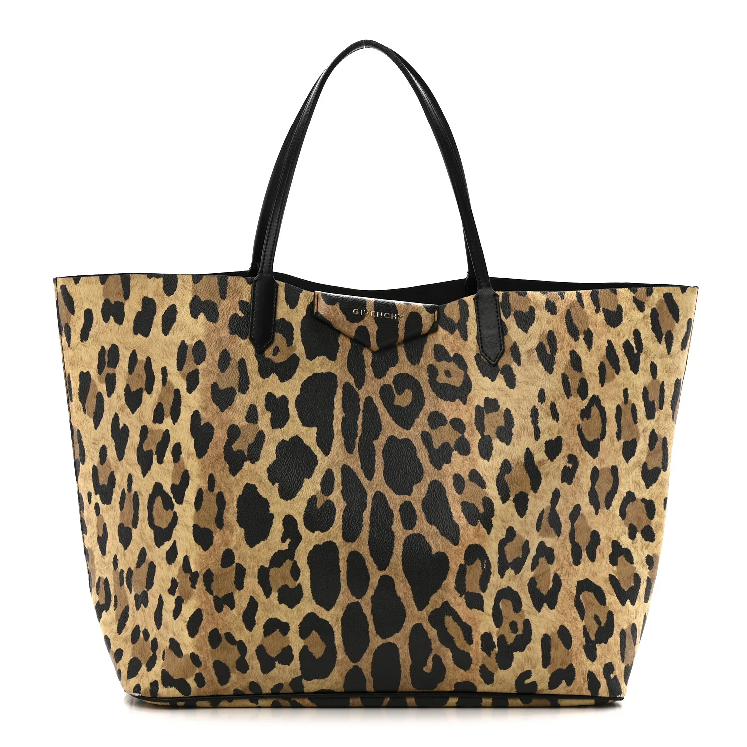 Textured Coated Canvas Leopard Print Large Antigona Tote