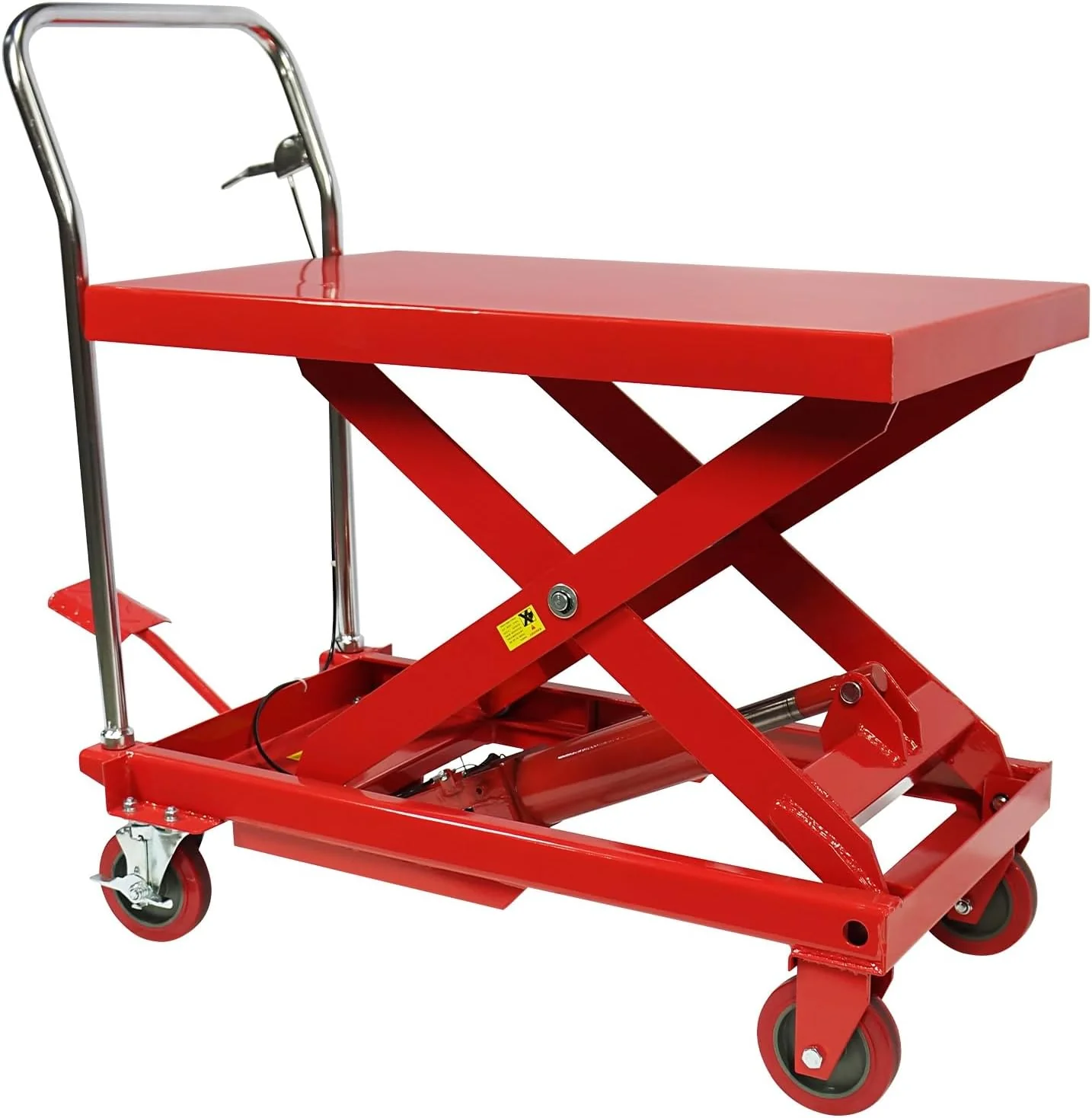Chariot élévateur hydraulique de 660 lb – Hauteur de levage de 31 po, conception à double ciseaux avec 4 roues et patin antidérapant pour la manutention de matériaux