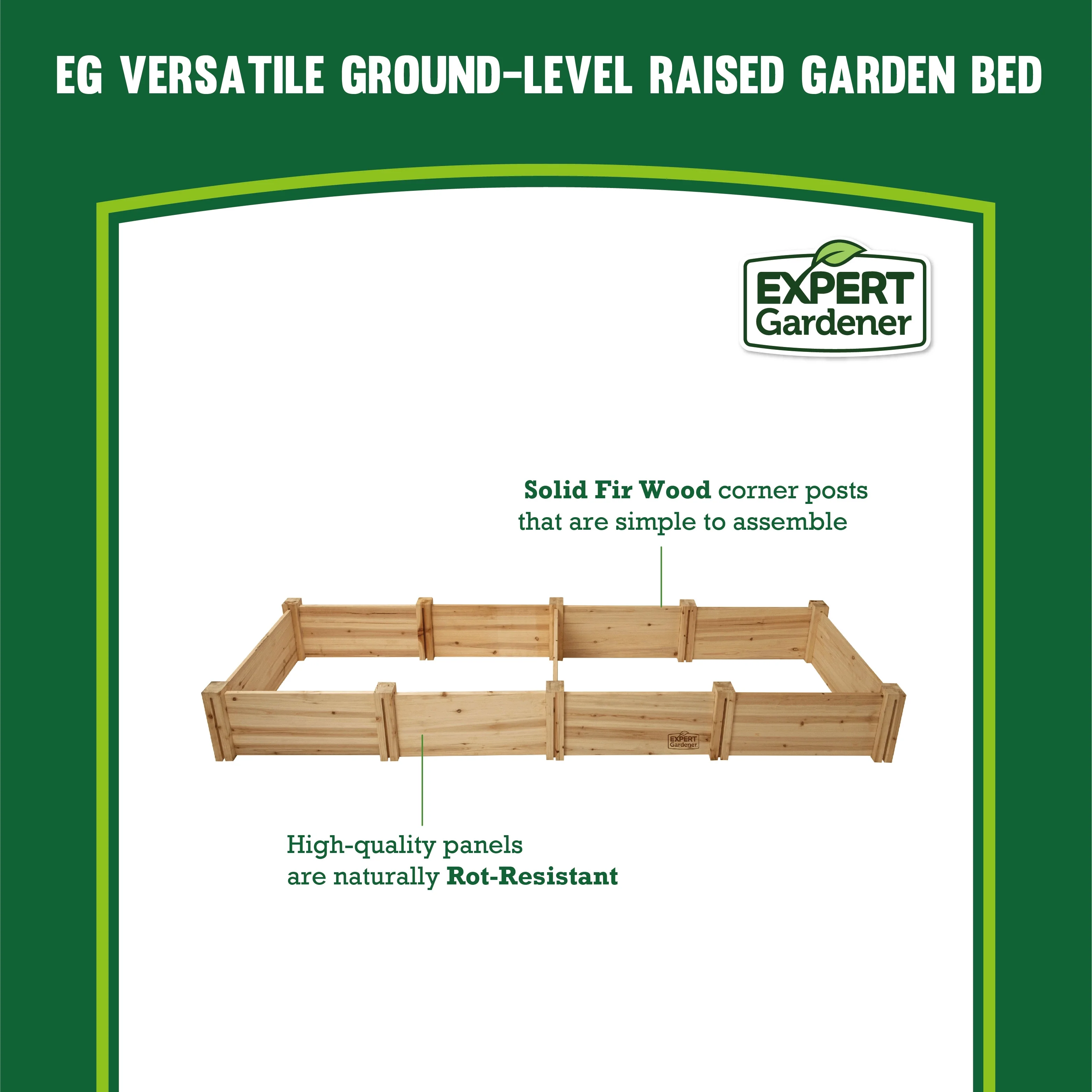 Expert Gardener Outdoor Wood Garden Bed, 7.4 Ft L x 2 Ft W x 10.6 in H