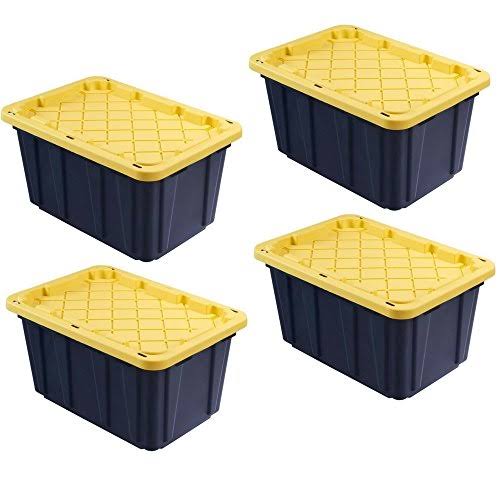 HDX Tough Polypropylene Plastic 27 gal. Storage Tote in Black by HDX (4 Pack)