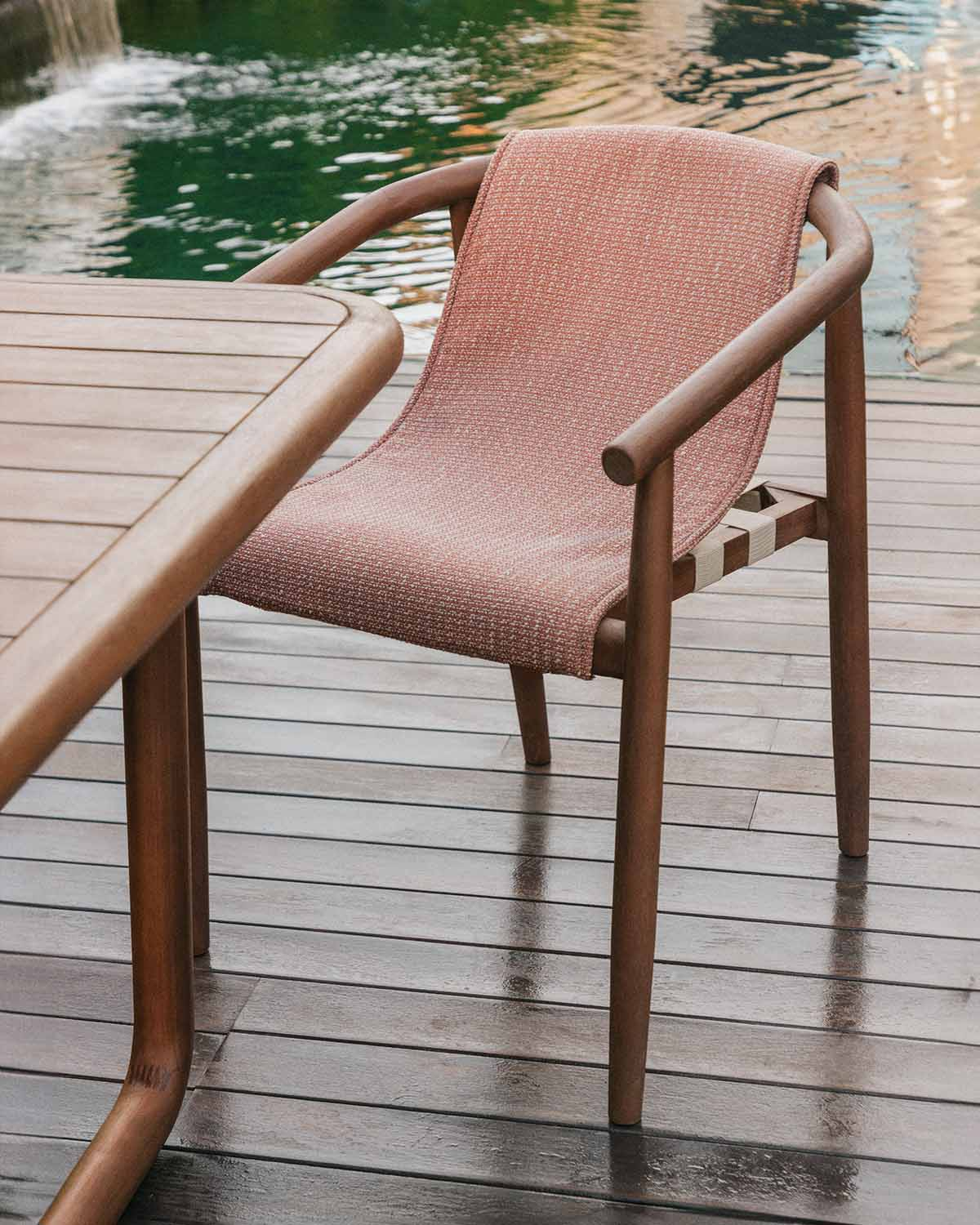 Clhoti - Pack 4 Sillas de Exterior de Madera de Eucalipto y Tela Clhoti