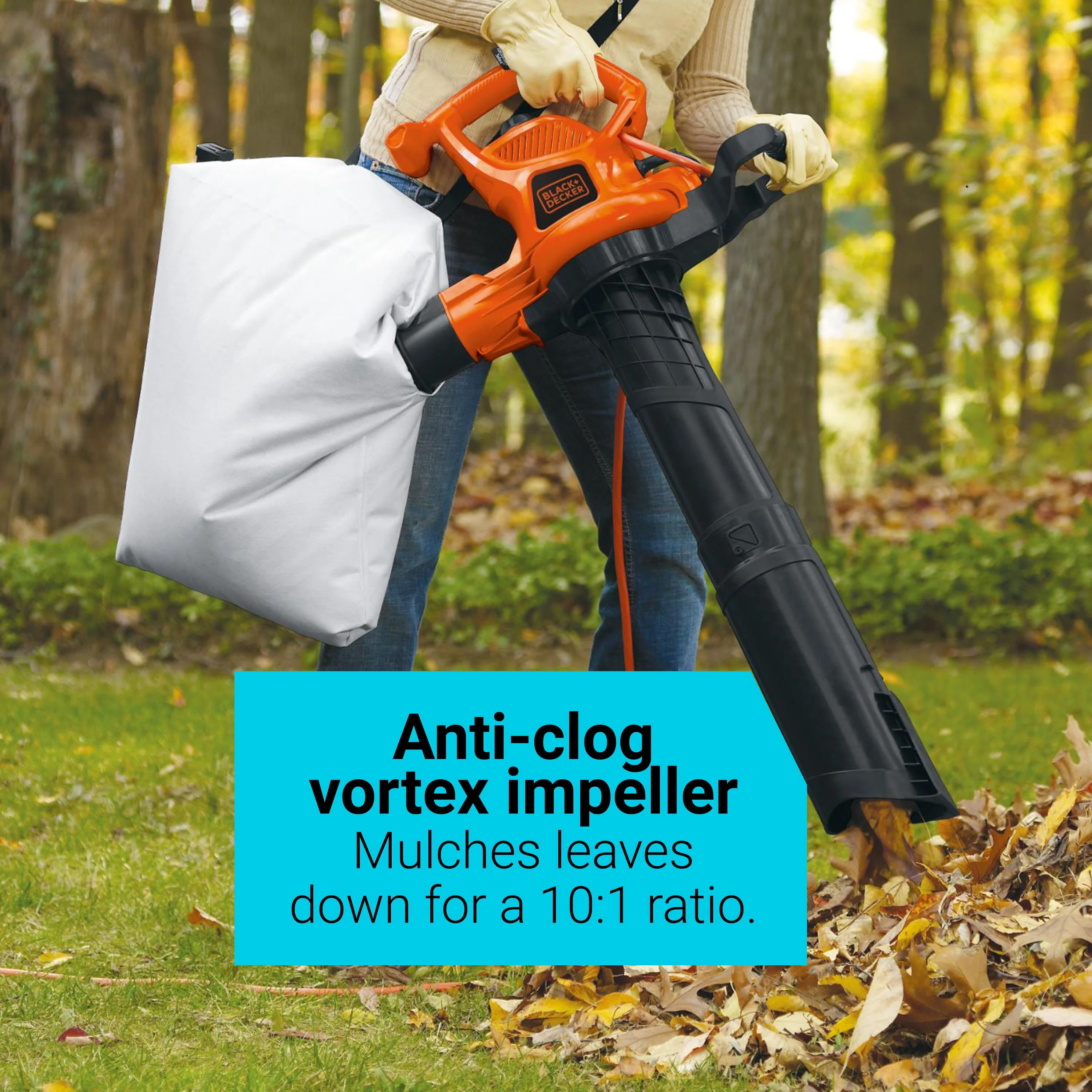BLACK+DECKER 12 Amp 3in1 Electric Blower Vacuum Mulcher, (BV3600)