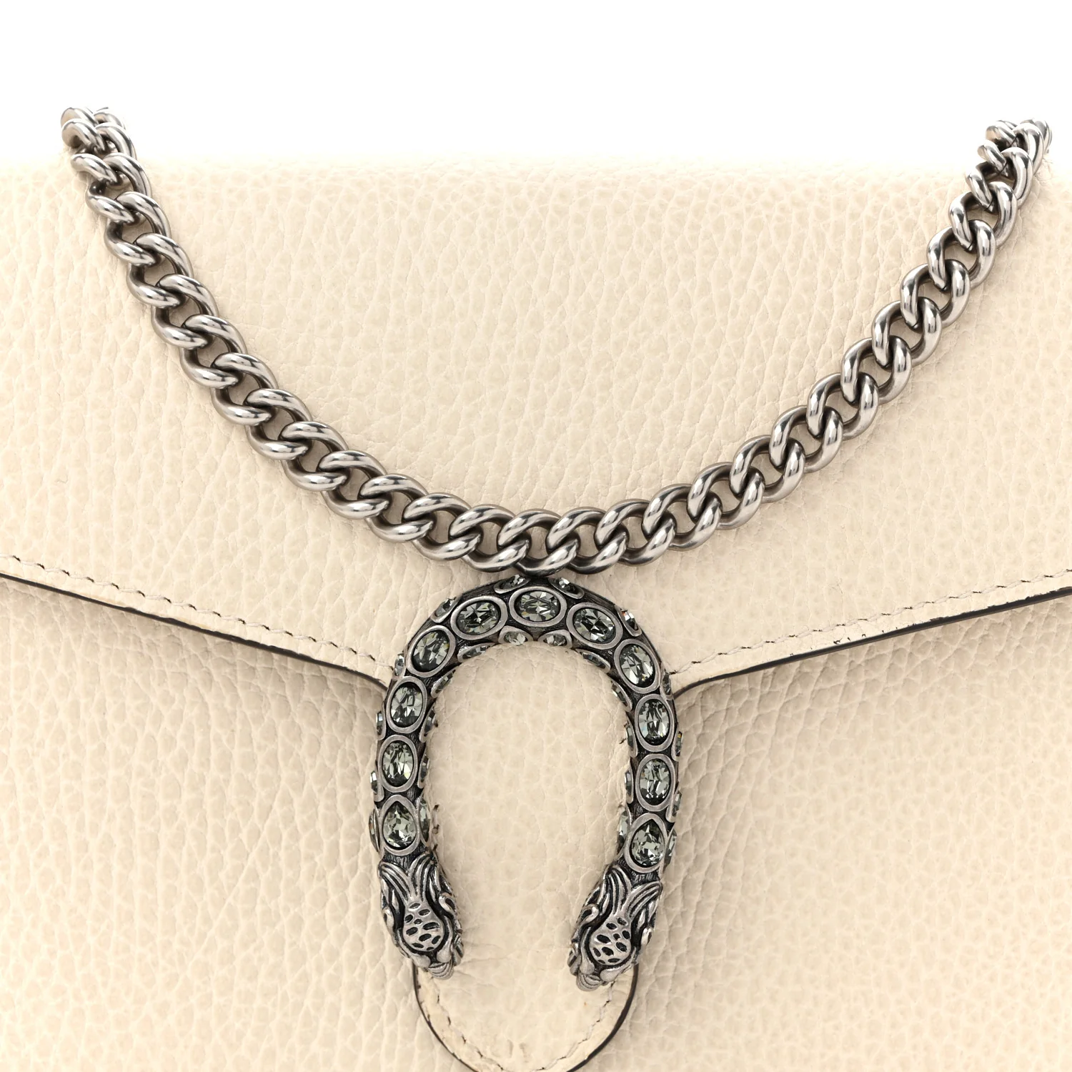 Dollar Calfskin Mini Dionysus Chain Wallet Mystic White
