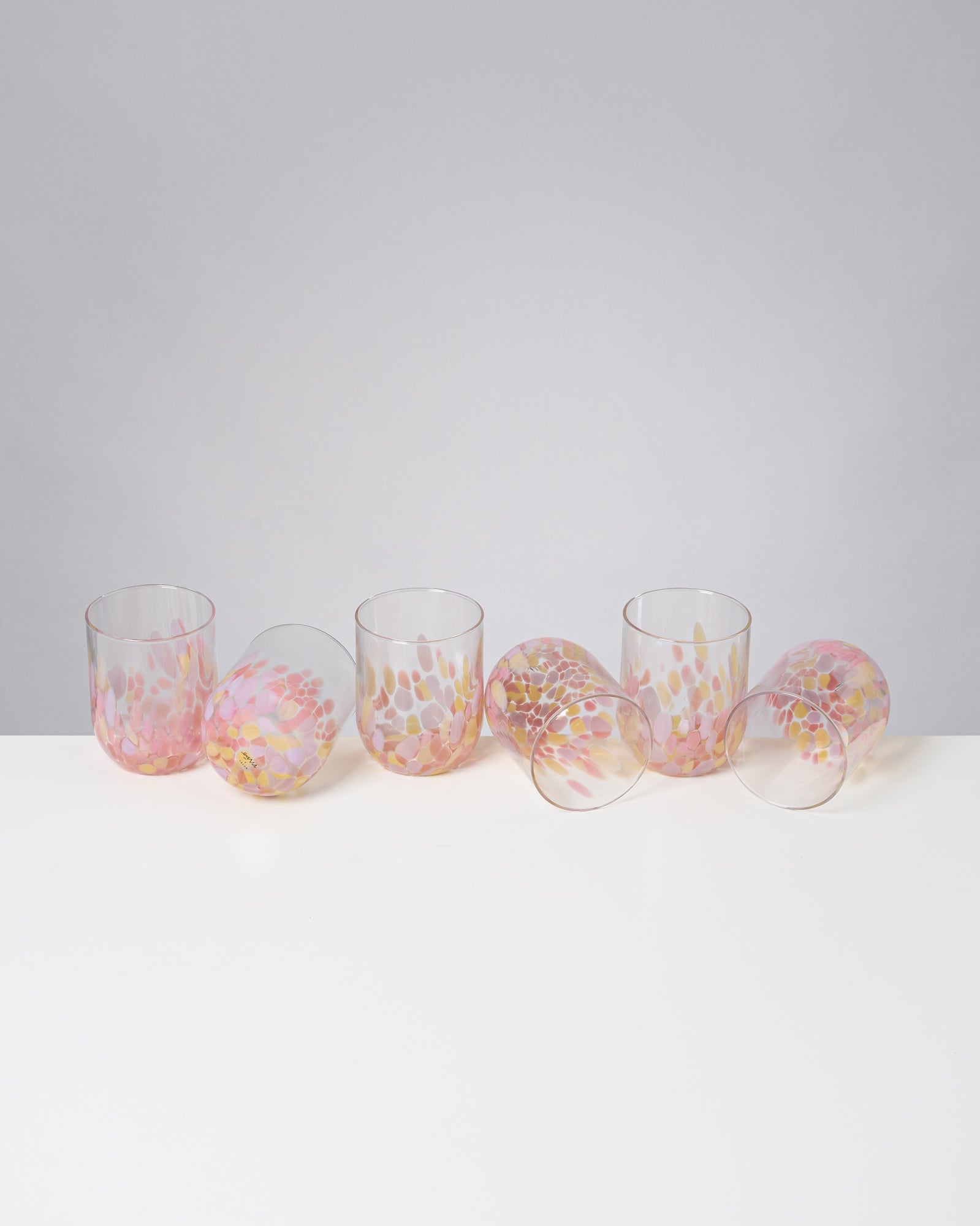 ALEGRIA - LARGE GLASS PINK SAND SET OF 6