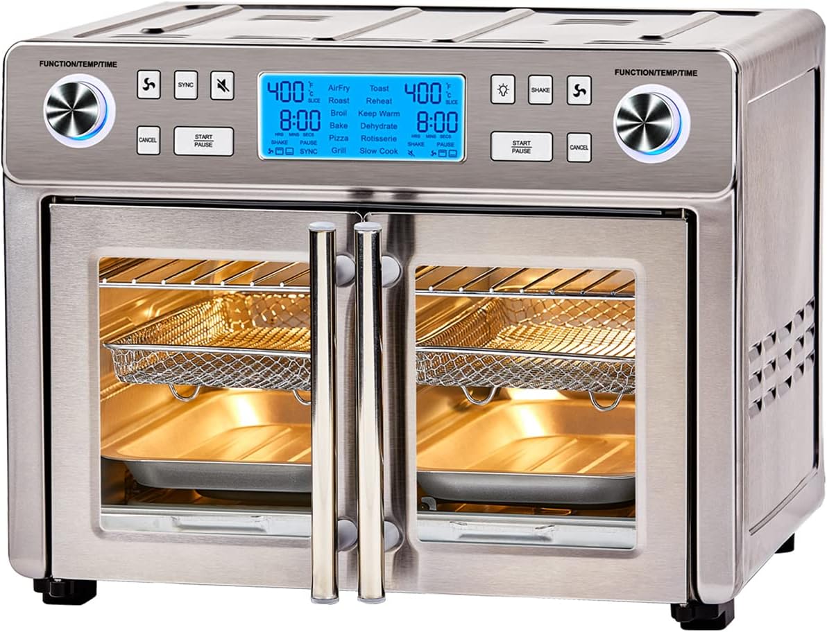 Four à air chaud combiné Emeril Lagasse Dual Zone 360 ​​avec porte française, 25 pintes extra large