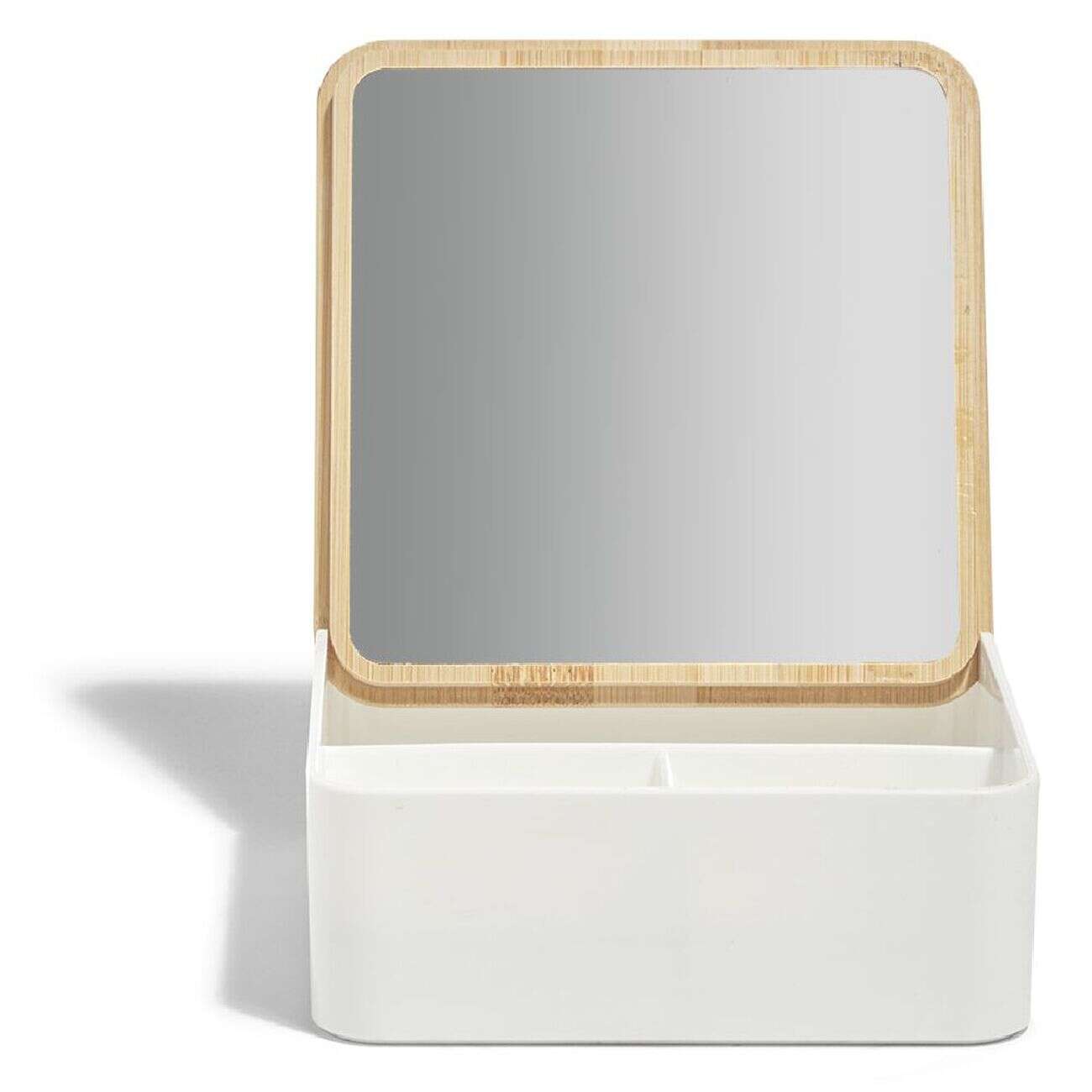 Boîte à bijoux rectangulaire avec miroir 14,6x14,6xH5,6cm