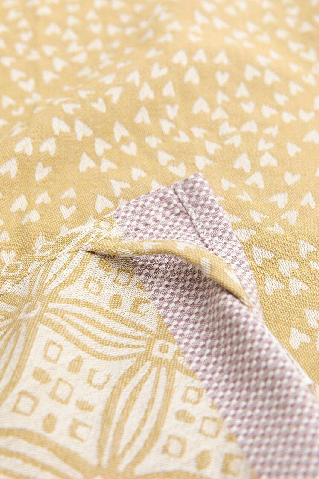 Lichtgroene katoenen theedoek met hartjesprint