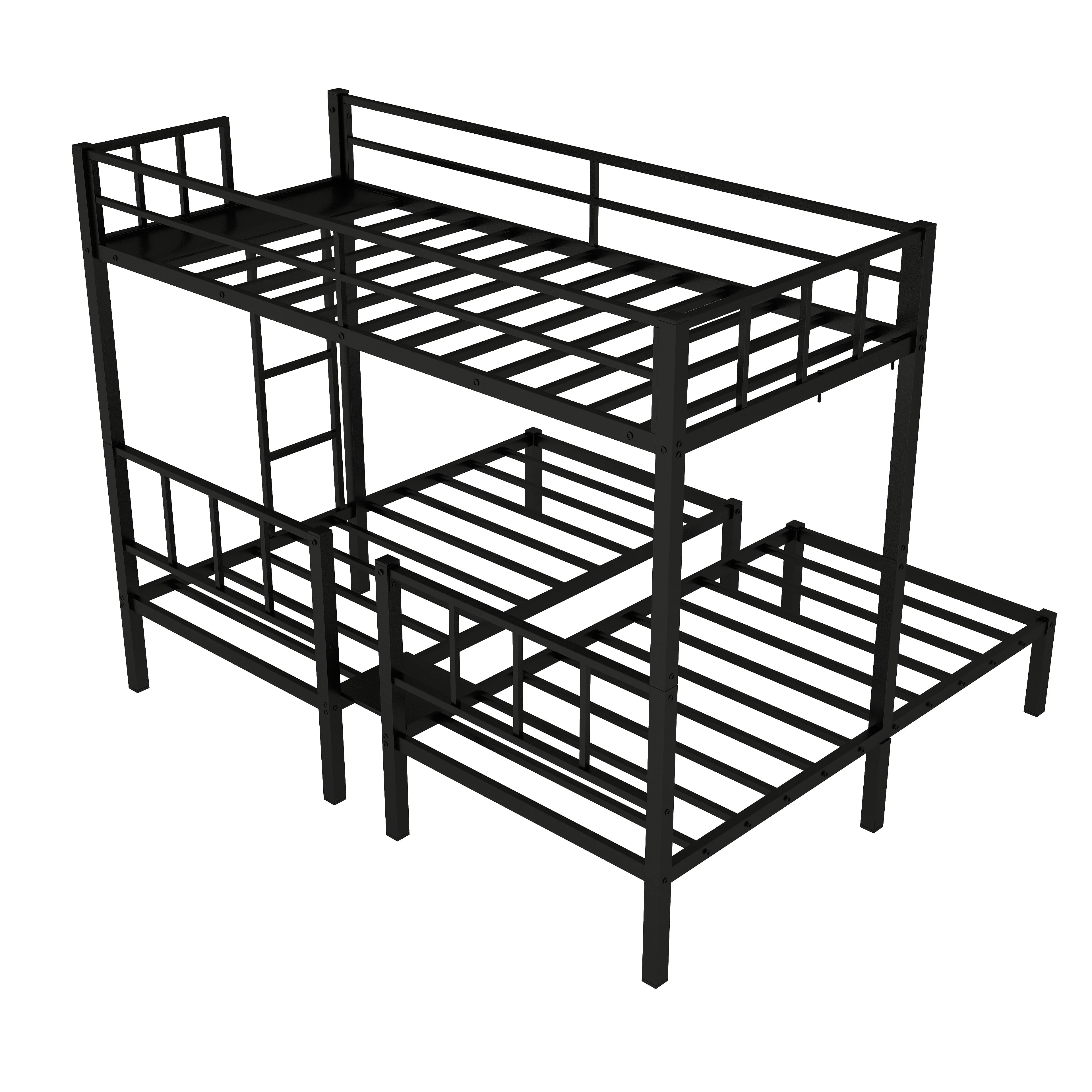 Metal Twin Triple Bunk Bed, Twin over Twin over Twin Bunk Bed for 3 Kids, Noise Reduced Structure, Separates Into 3 Twin Beds, Black - Image 9