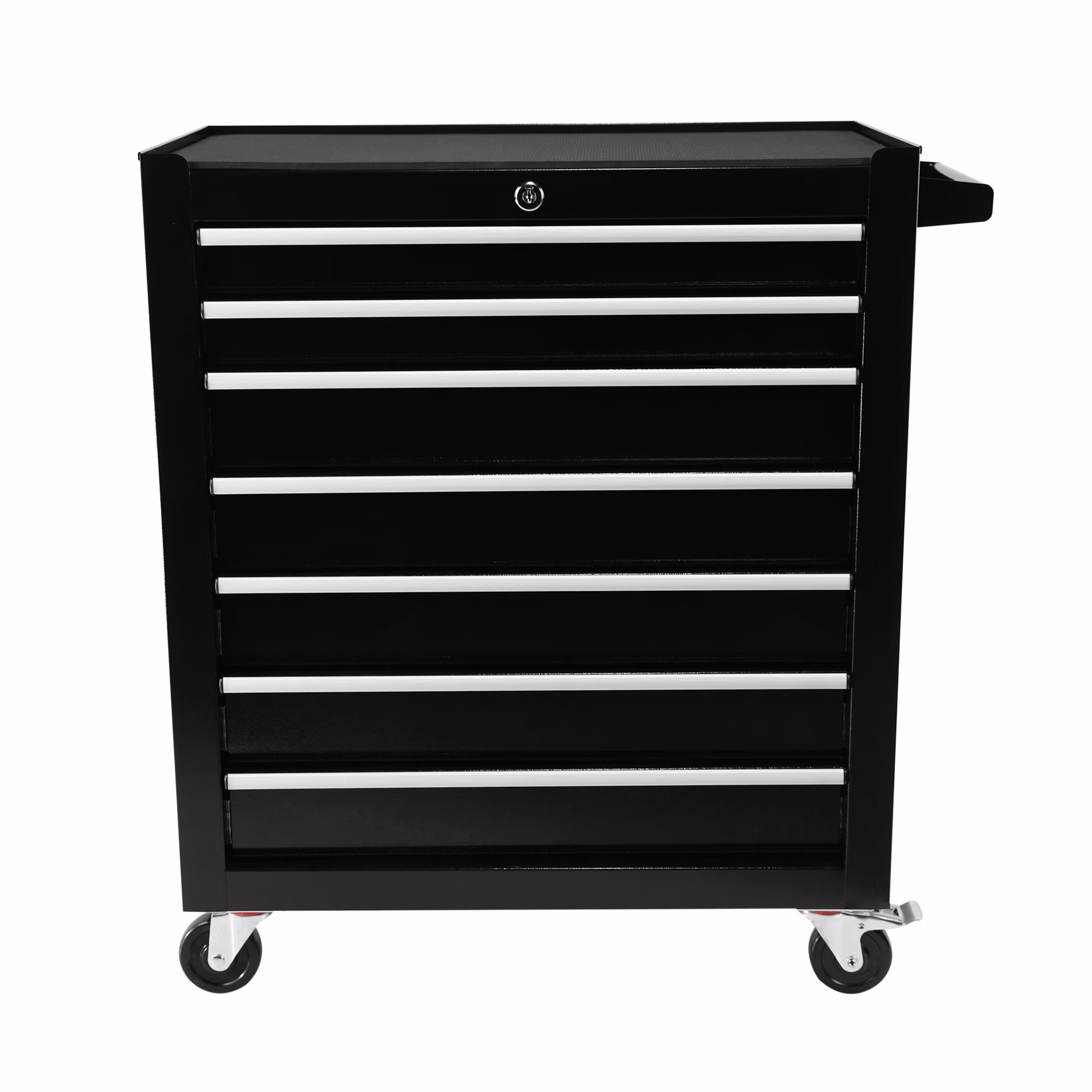 7 Drawer Tool Chest with Wheels,Metal Locking Rolling Tool Box with Tool Organizer Trays for Tool Storage Organizer,Portable Standing Mechanic Toolbox for Garage,30 Inch Tall Tool Cabinet