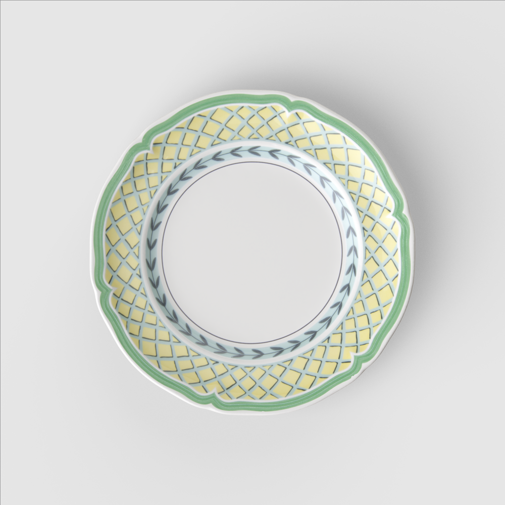 French Garden Appetizer/ Bread Plate - Multi-colored, 6.9'', Premium Porcelain