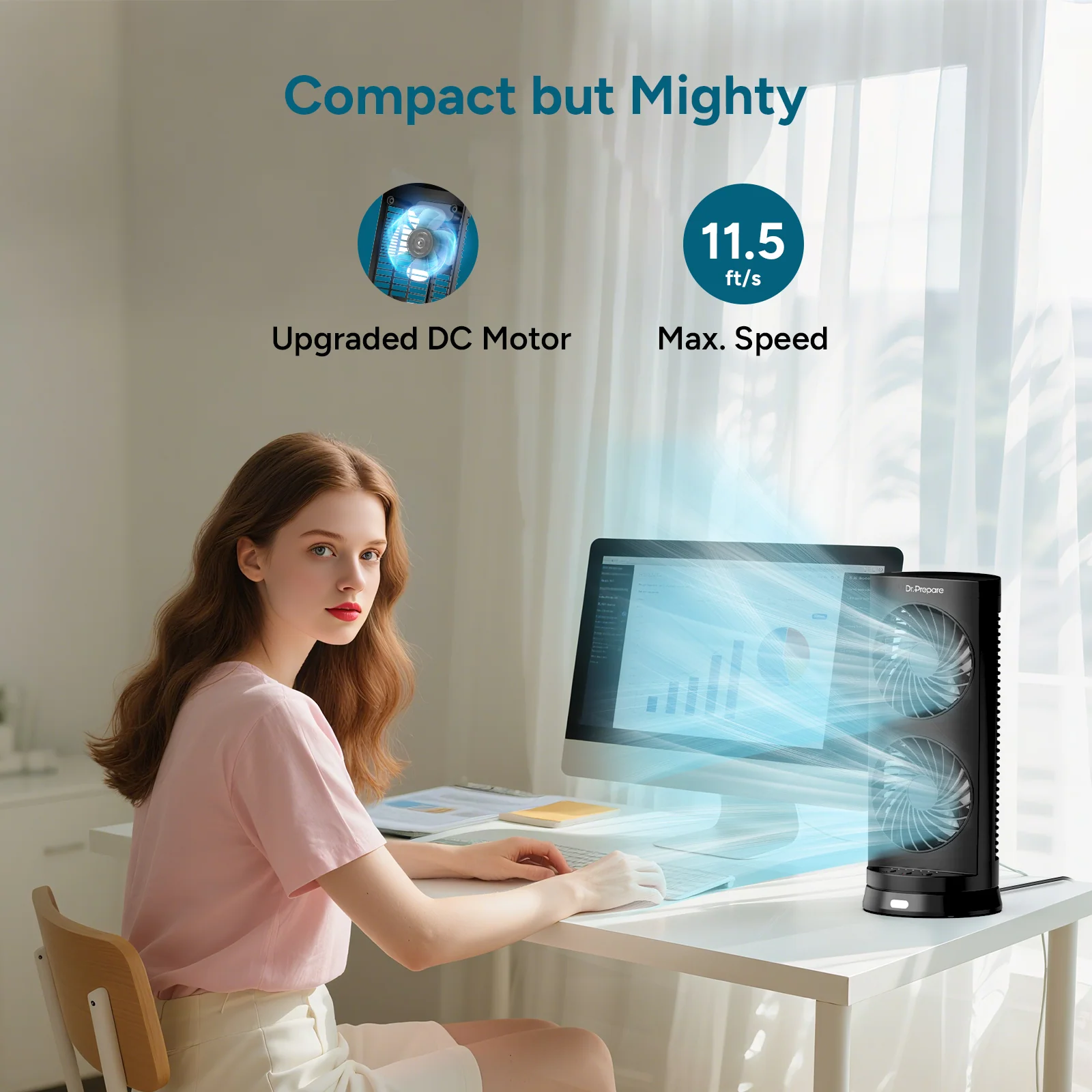 Dual Oscillating Tower Fan with Remote Control