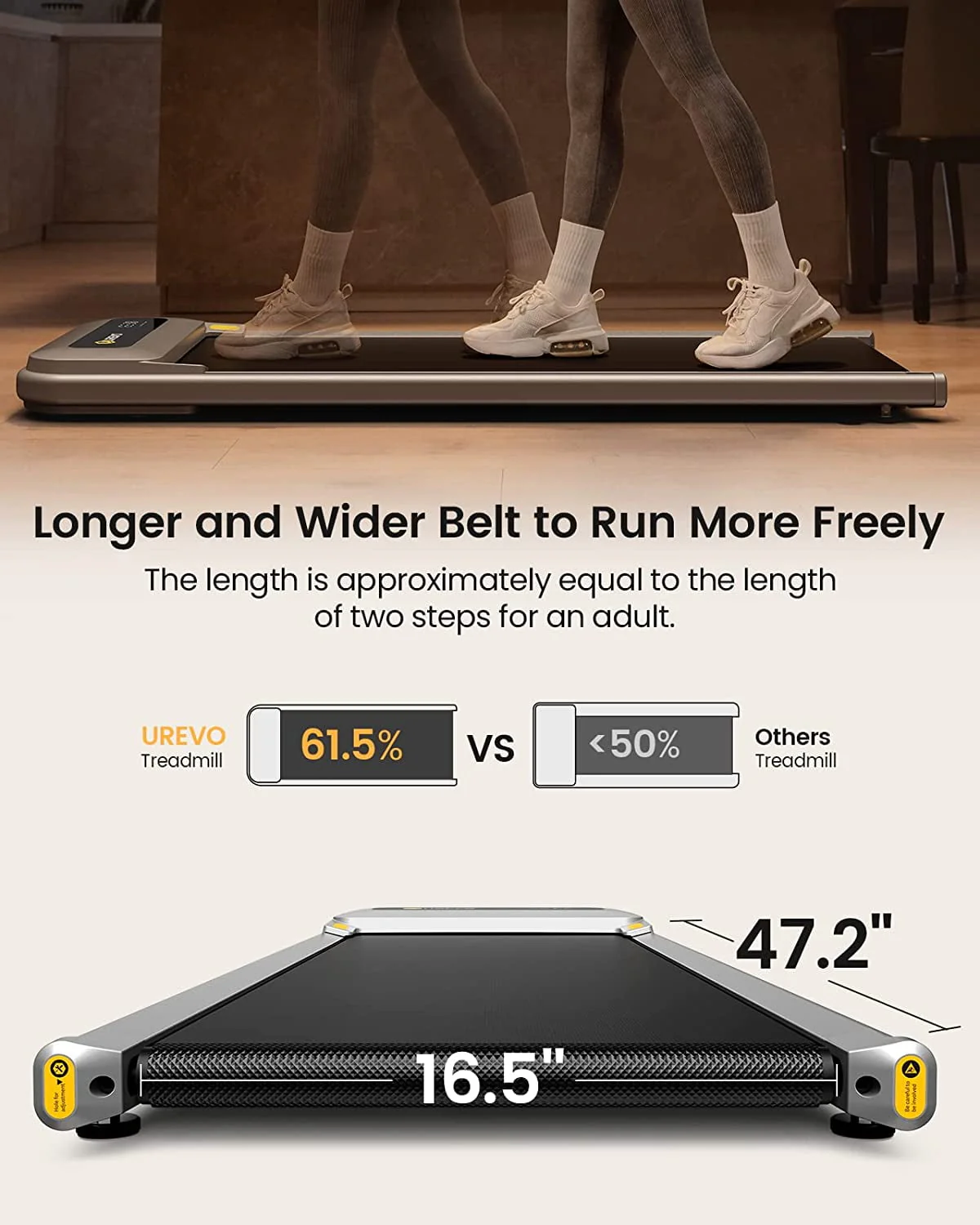 Walking Pad Under Desks Treadmill, 2 25HP 265lb Capacity for Office Home with Remote Control Image 3