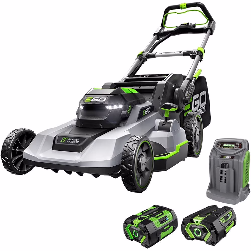 21 Inch Self-Propelled Mower Touch Drive With Charger, 4.0Ah And 6.0Ah Batteries